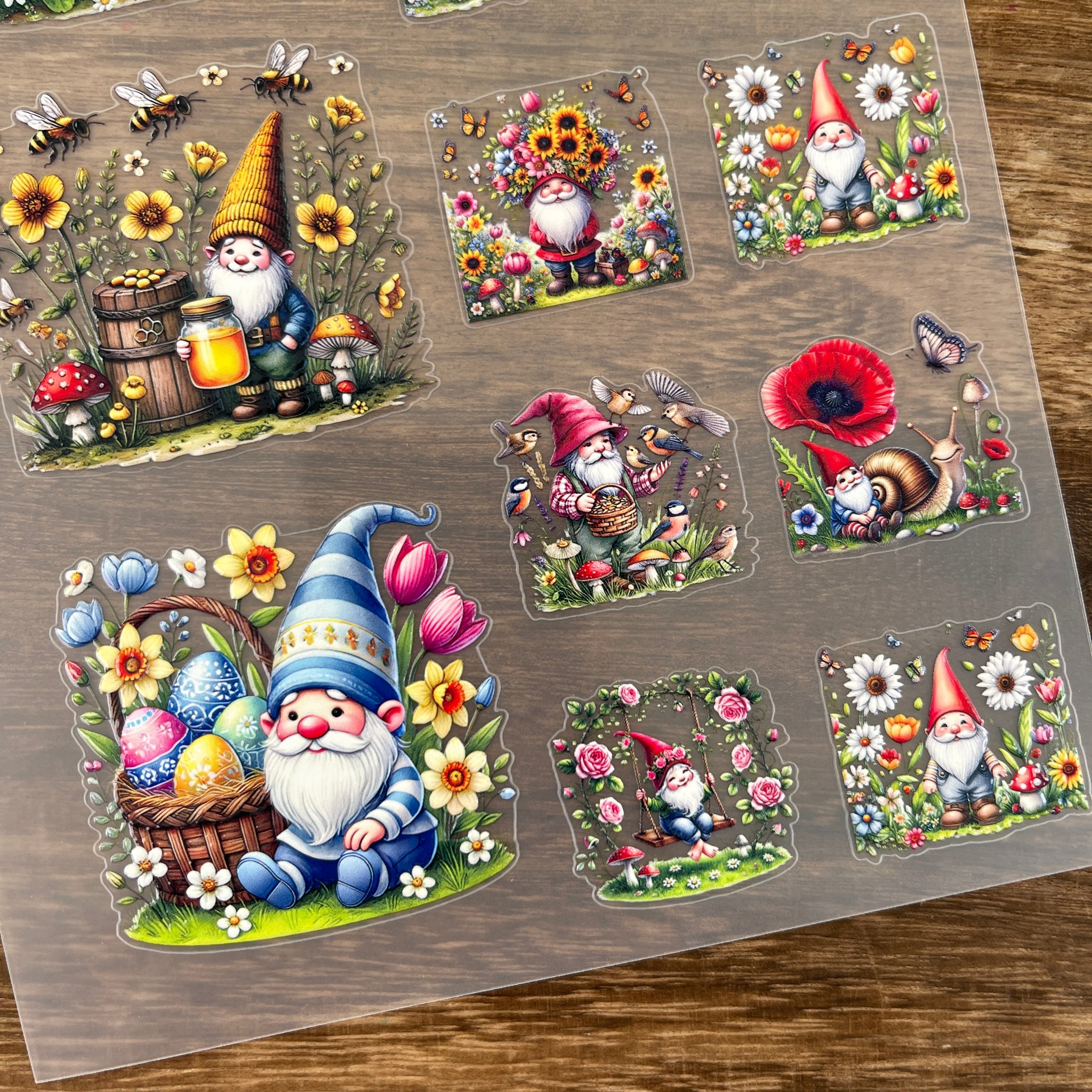 3D Spring gnome PET Sticker 1 Pcs