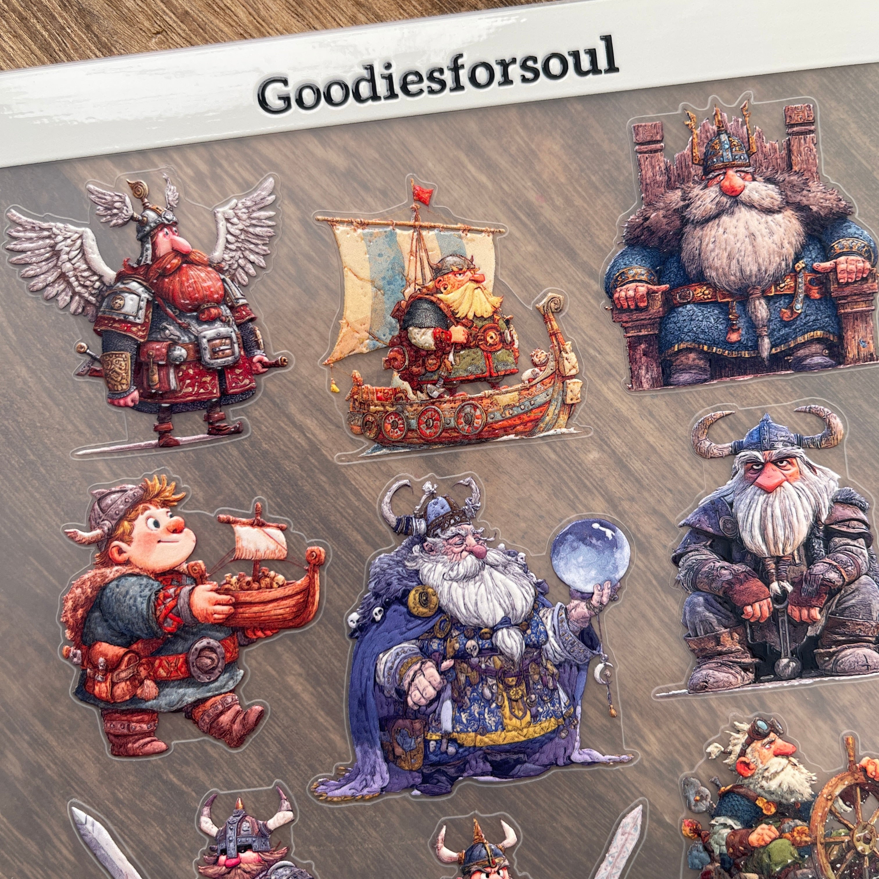 3D Viking-style Male characters PET Stickers 1pcs