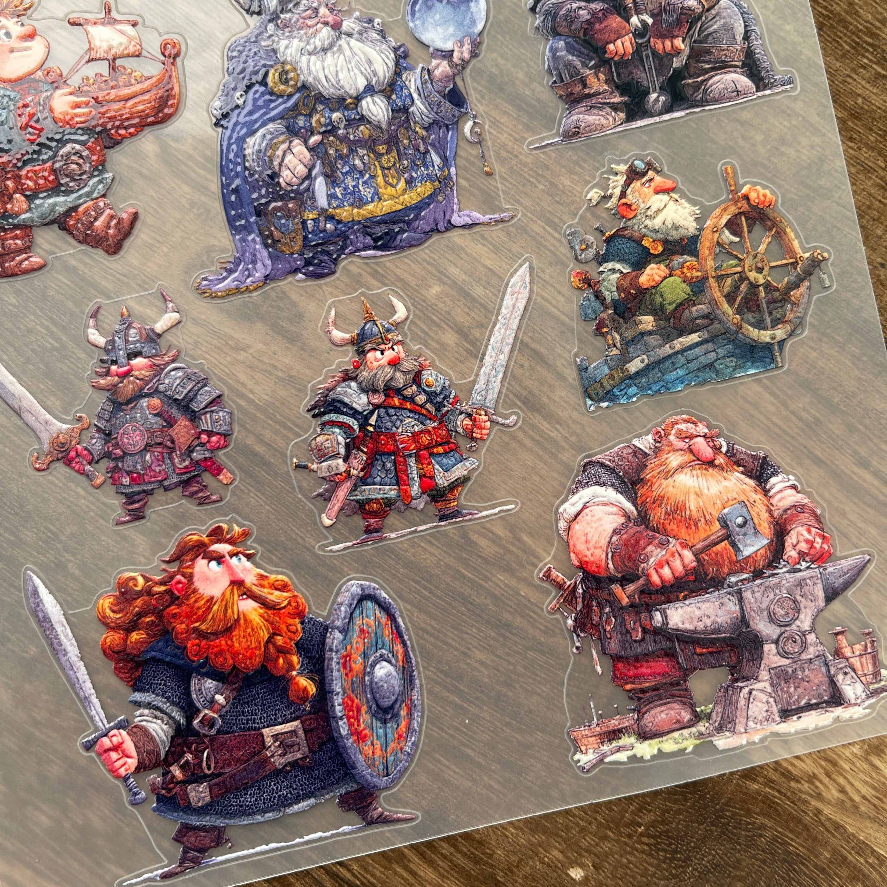 3D Viking-style Male characters PET Stickers 1pcs