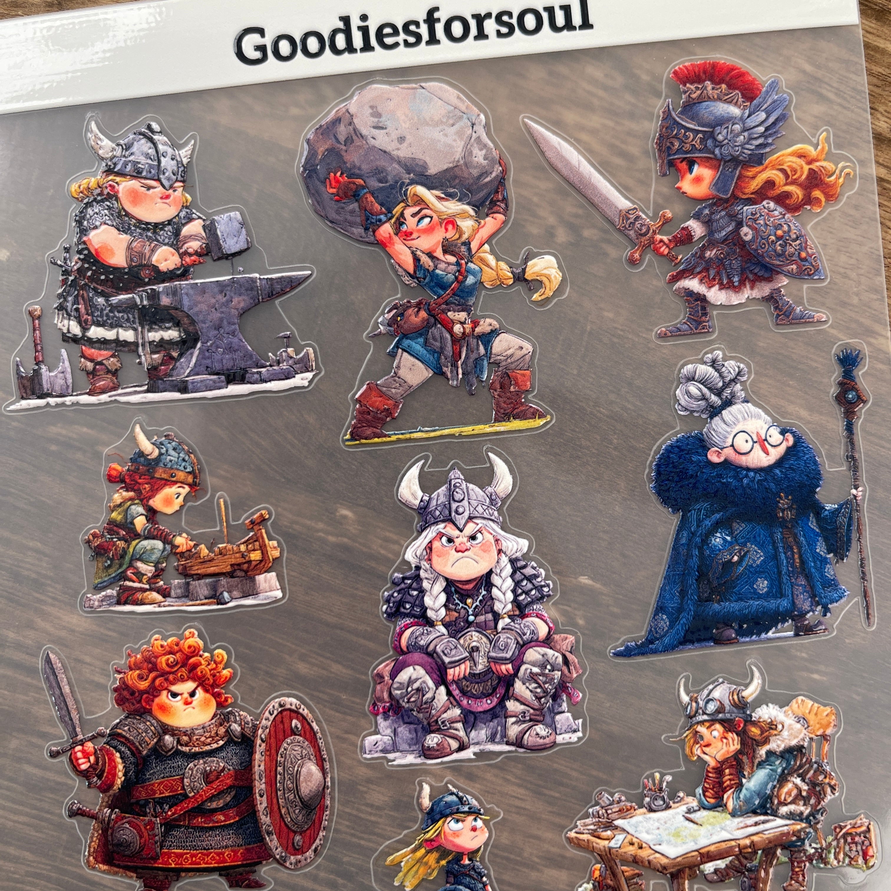 3D Viking-style Female characters PET Stickers 1pcs