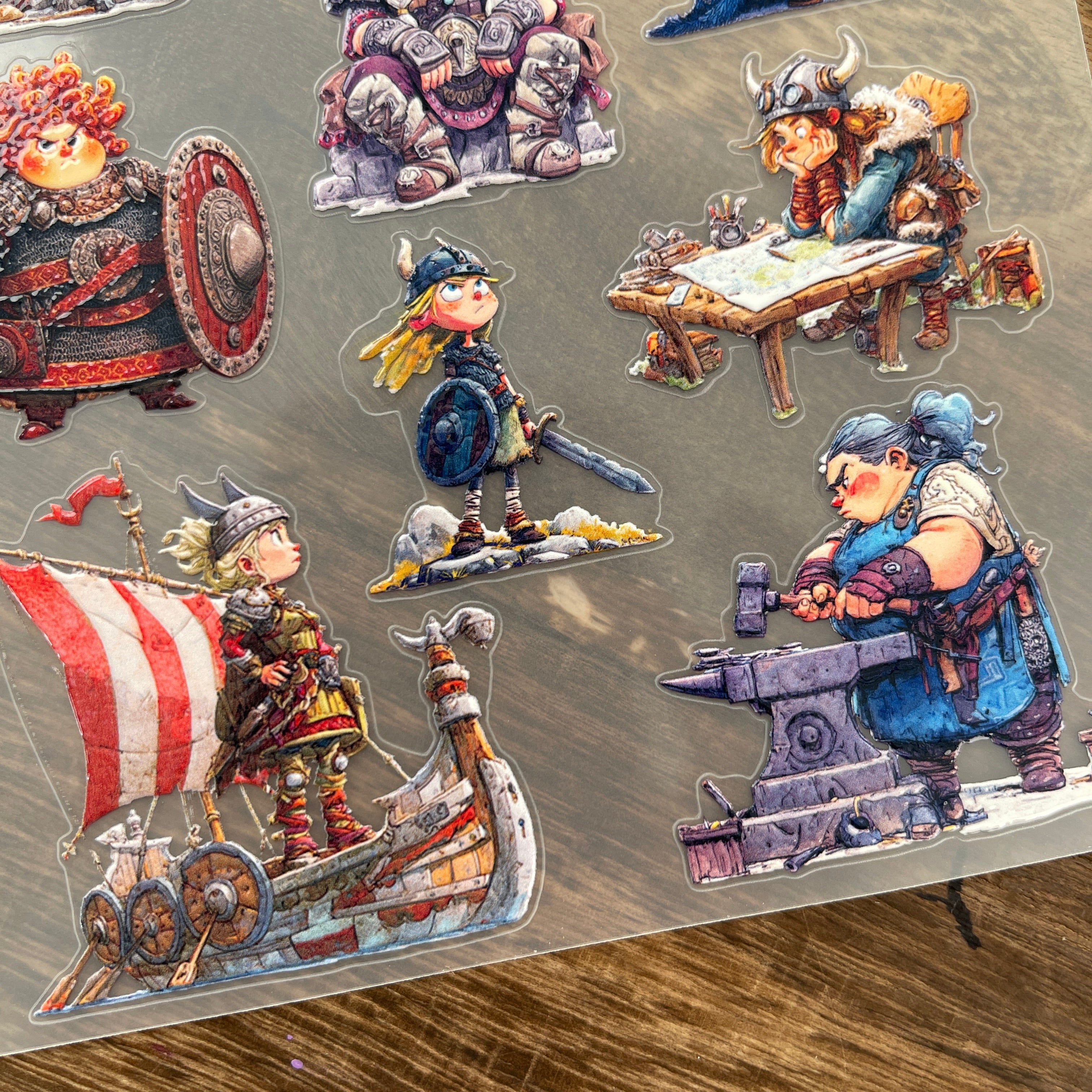 3D Viking-style Female characters PET Stickers 1pcs