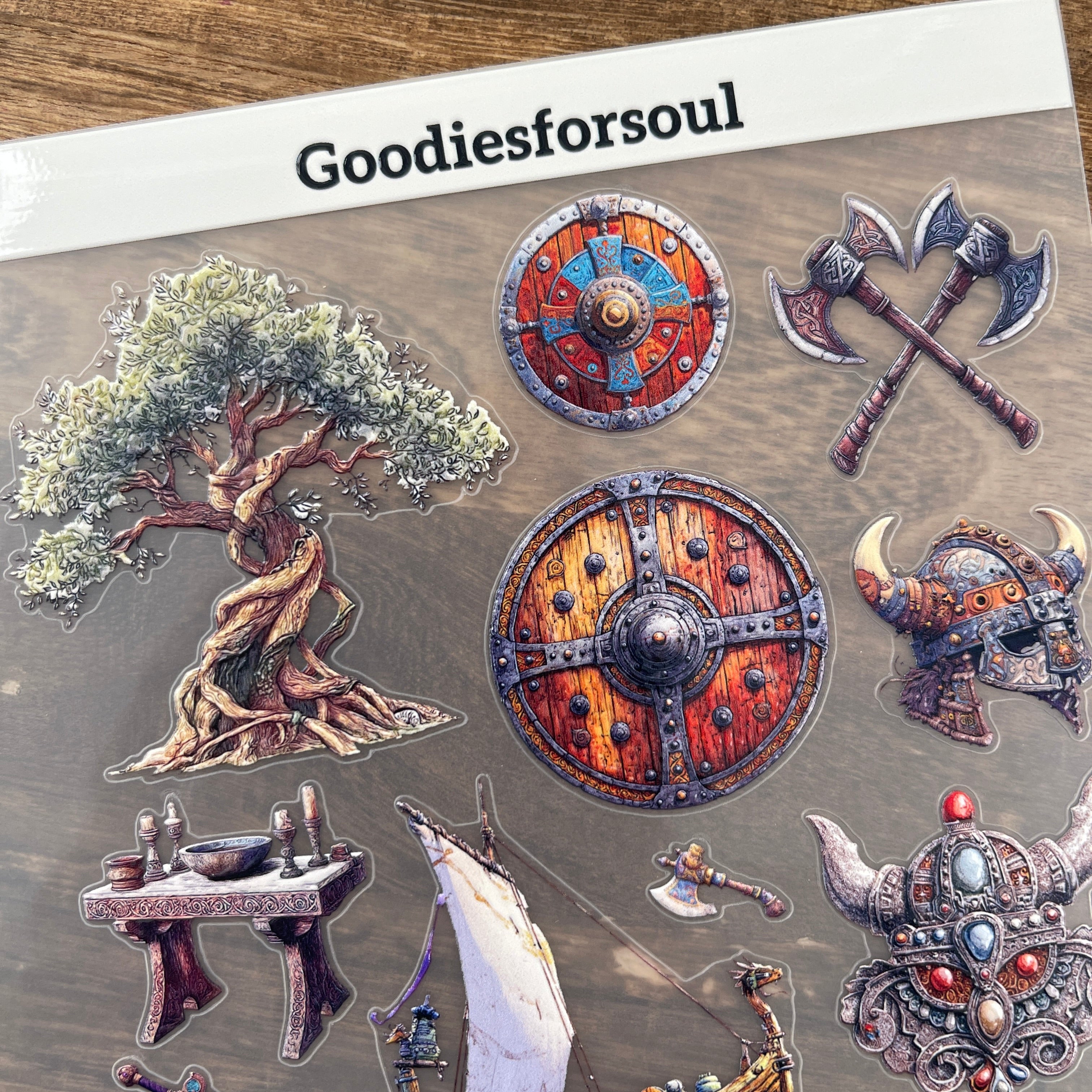 3D Viking-style PET Stickers 1pcs