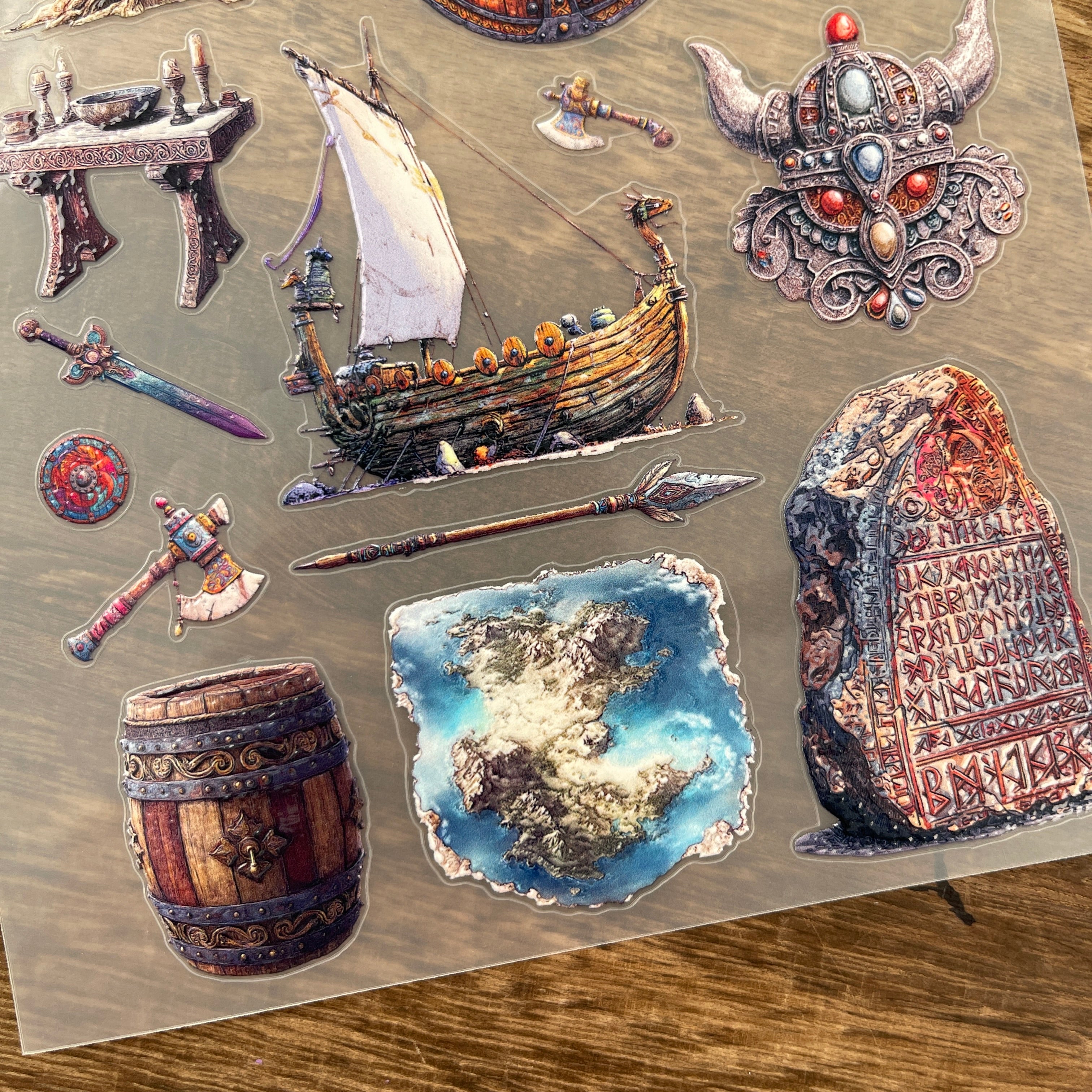 3D Viking-style PET Stickers 1pcs