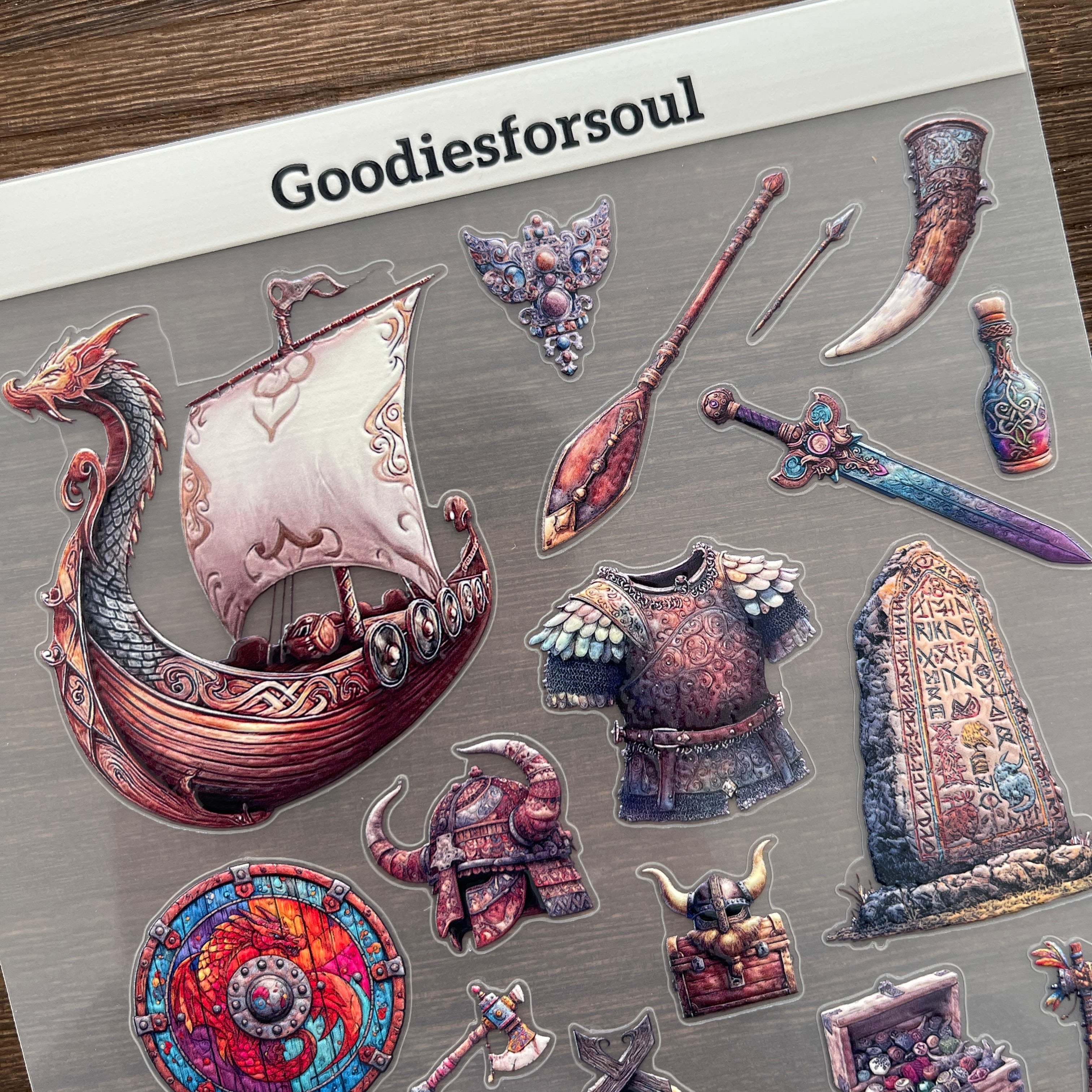 3D Viking-style PET Stickers 1pcs