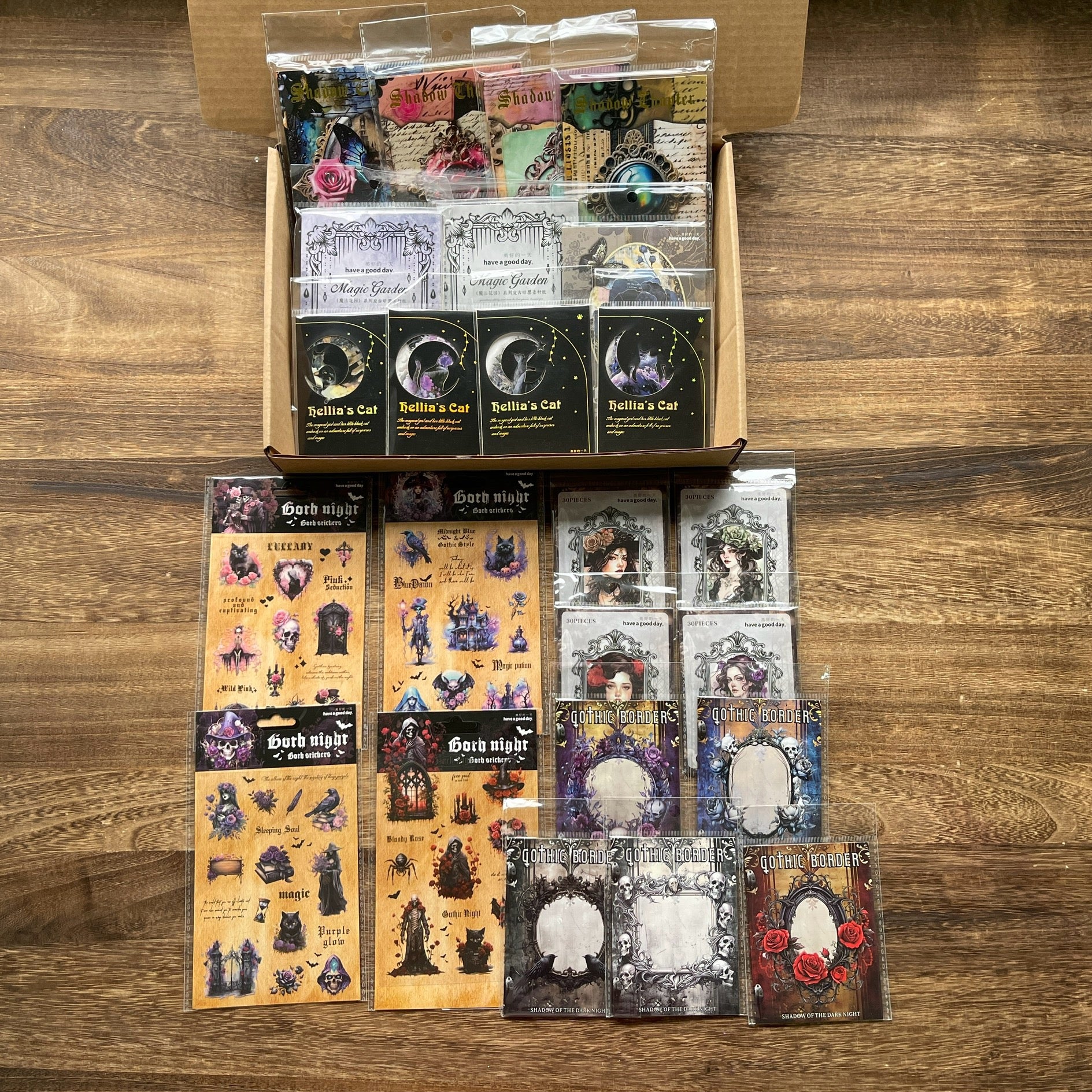 0102 B125 Dark Gothic journaling supplies mixed bundle