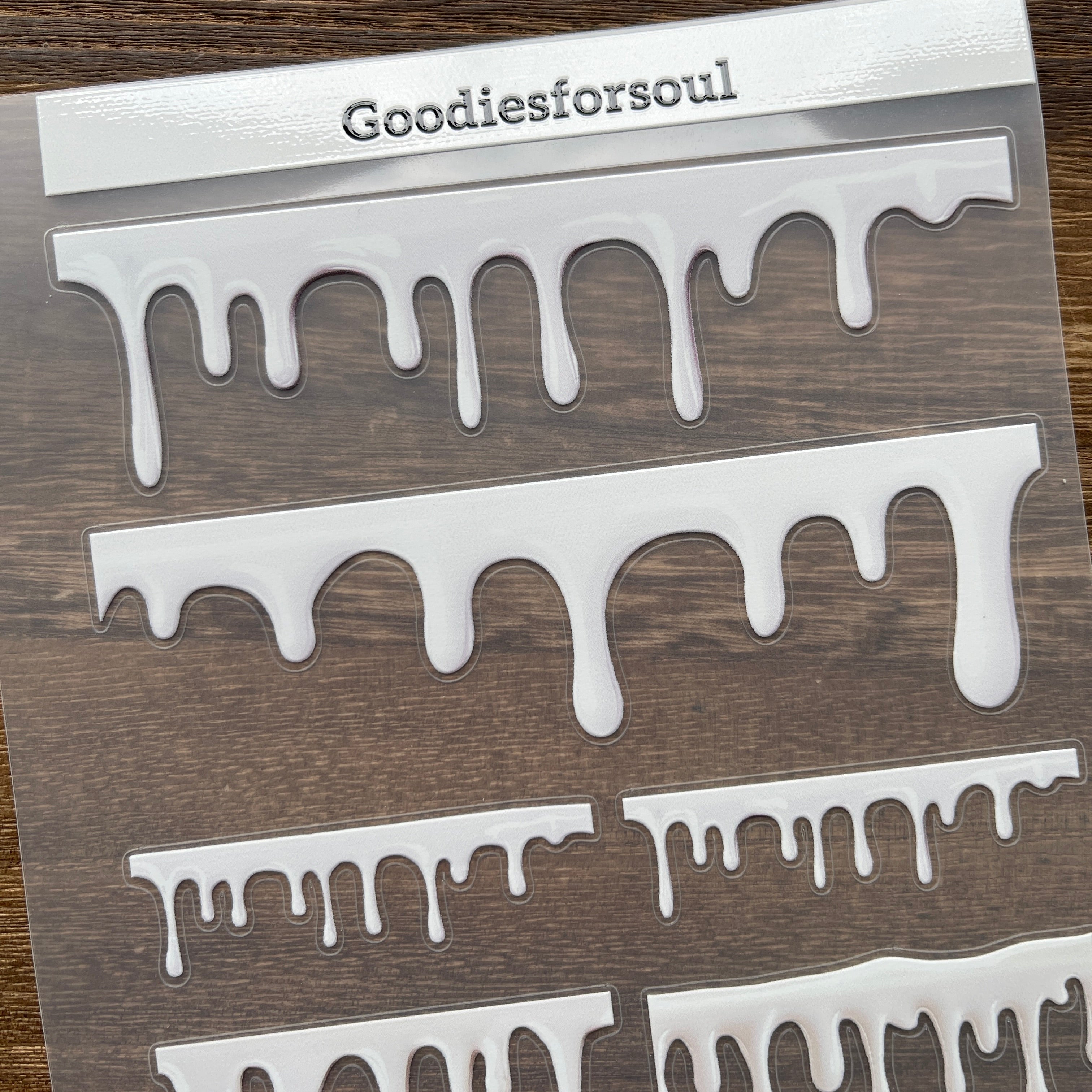 3D White chocolate dripping PET Sticker 1 Pcs