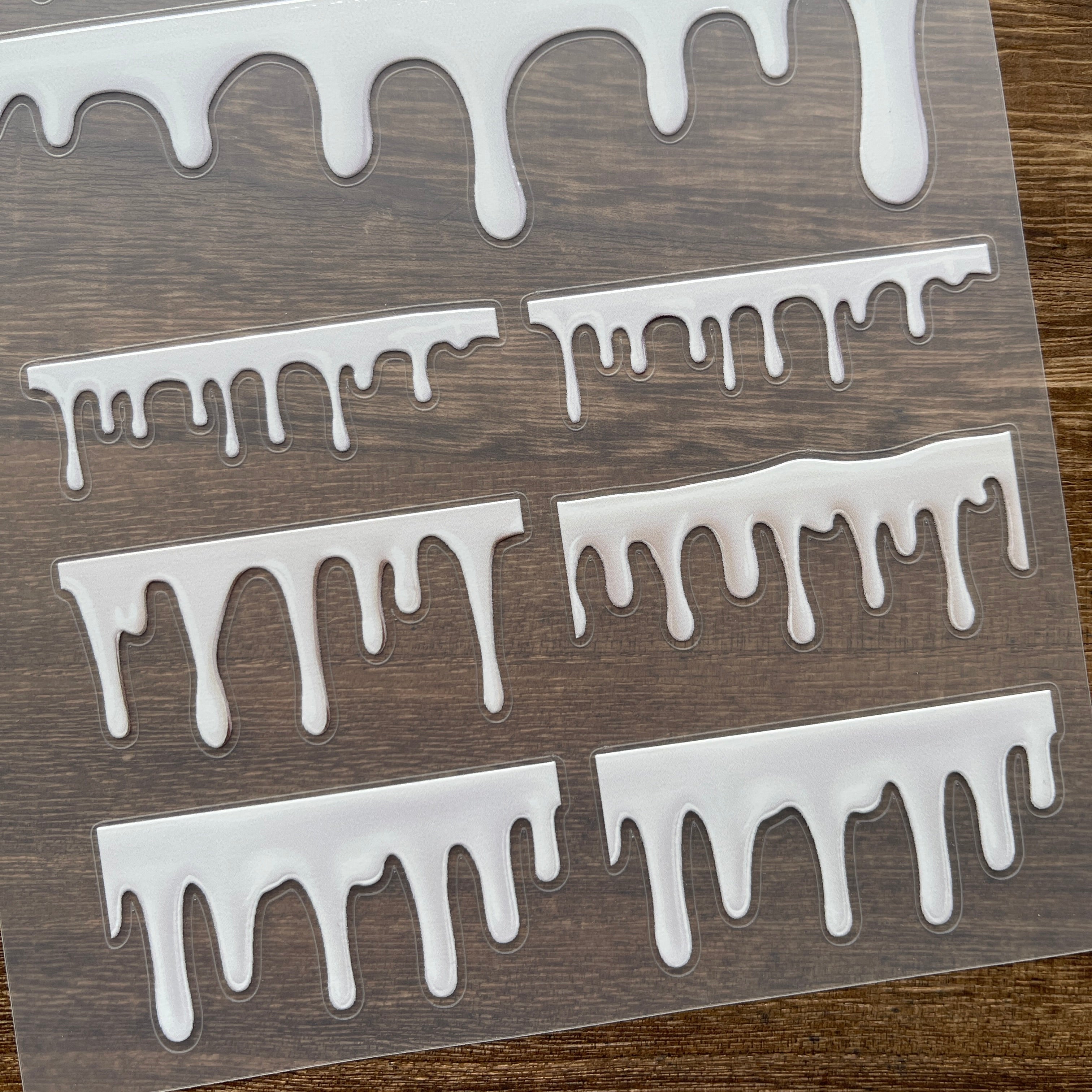 3D White chocolate dripping PET Sticker 1 Pcs