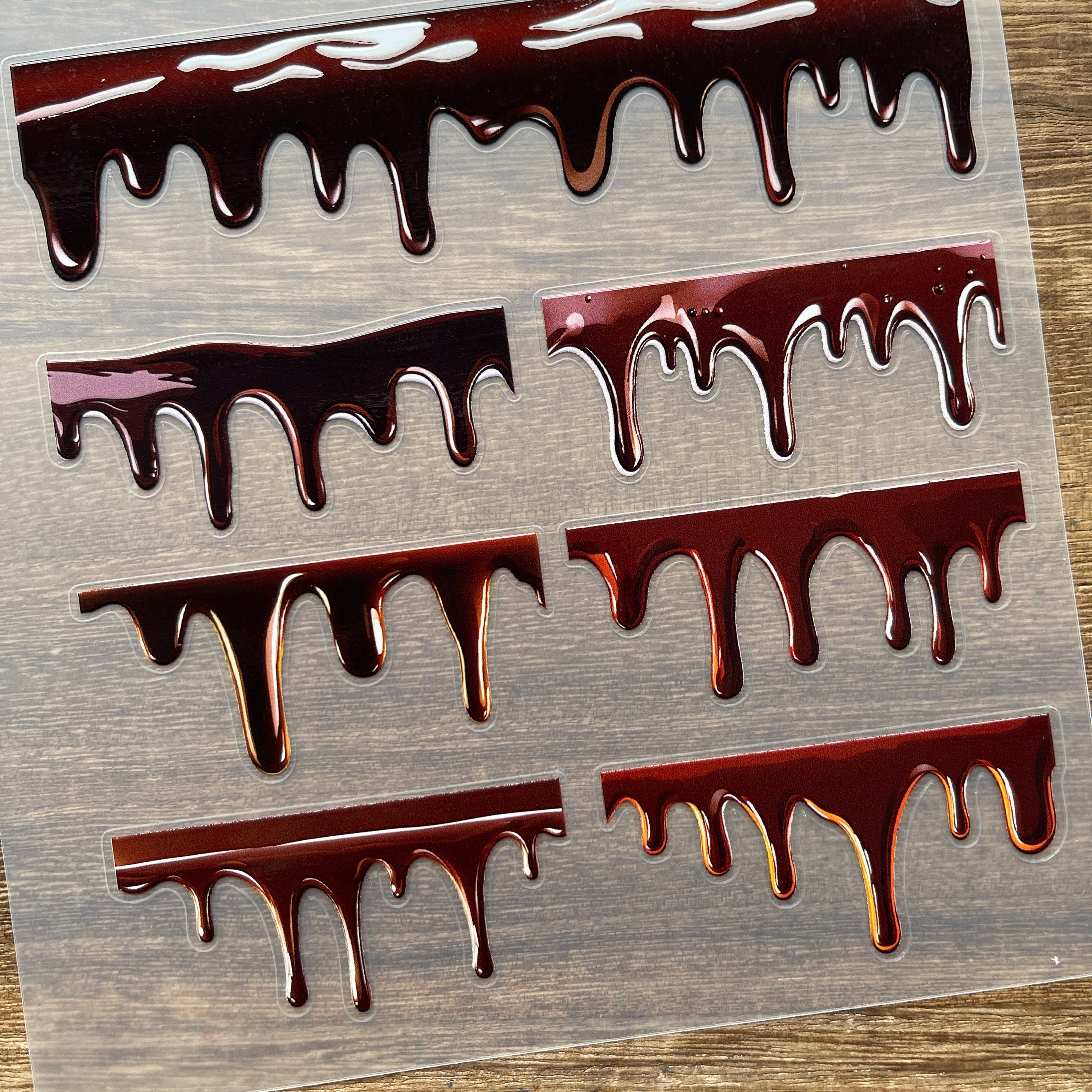3D Chocolate dripping PET Sticker 1 Pcs
