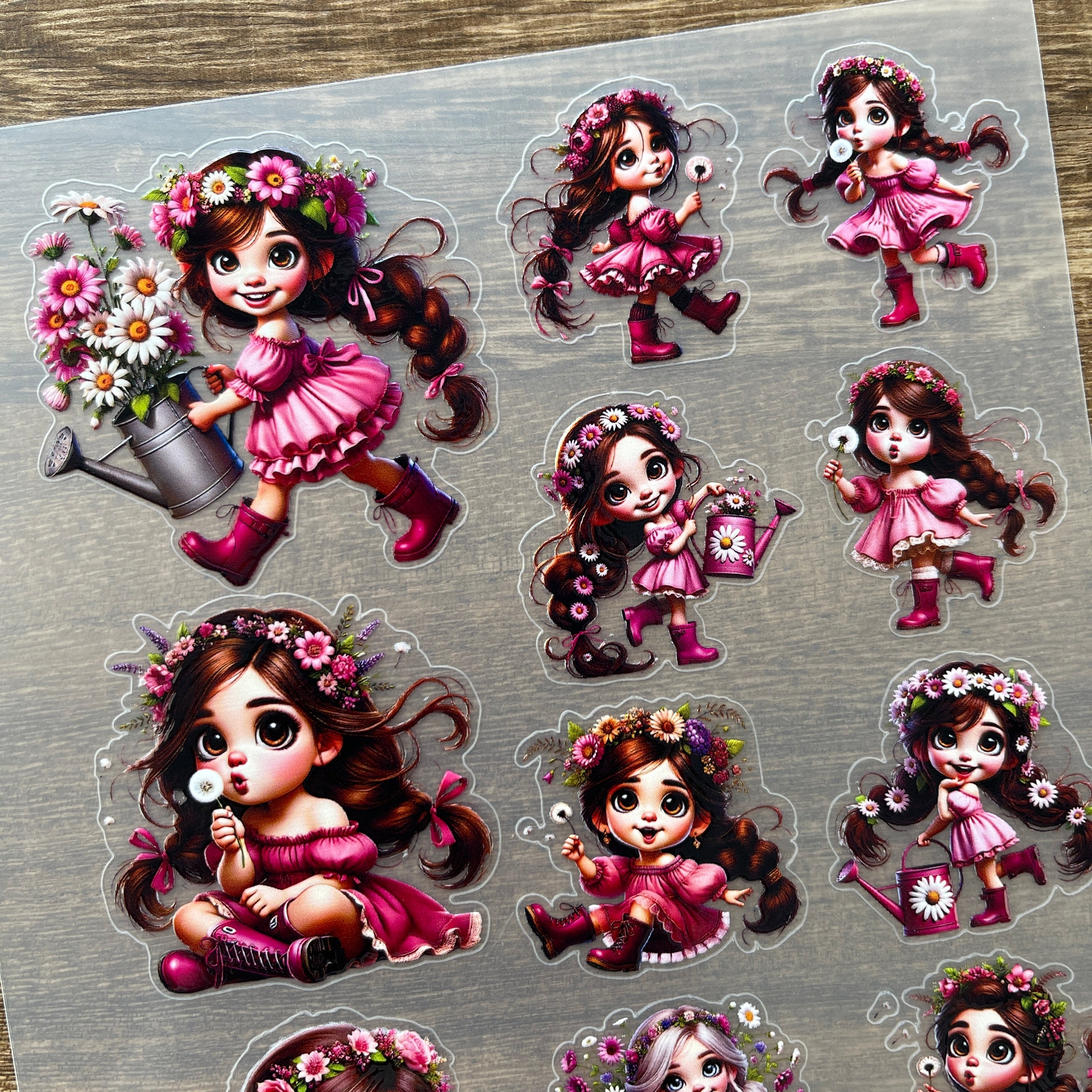 3D Dandelion Girl PET Sticker 1 Pcs