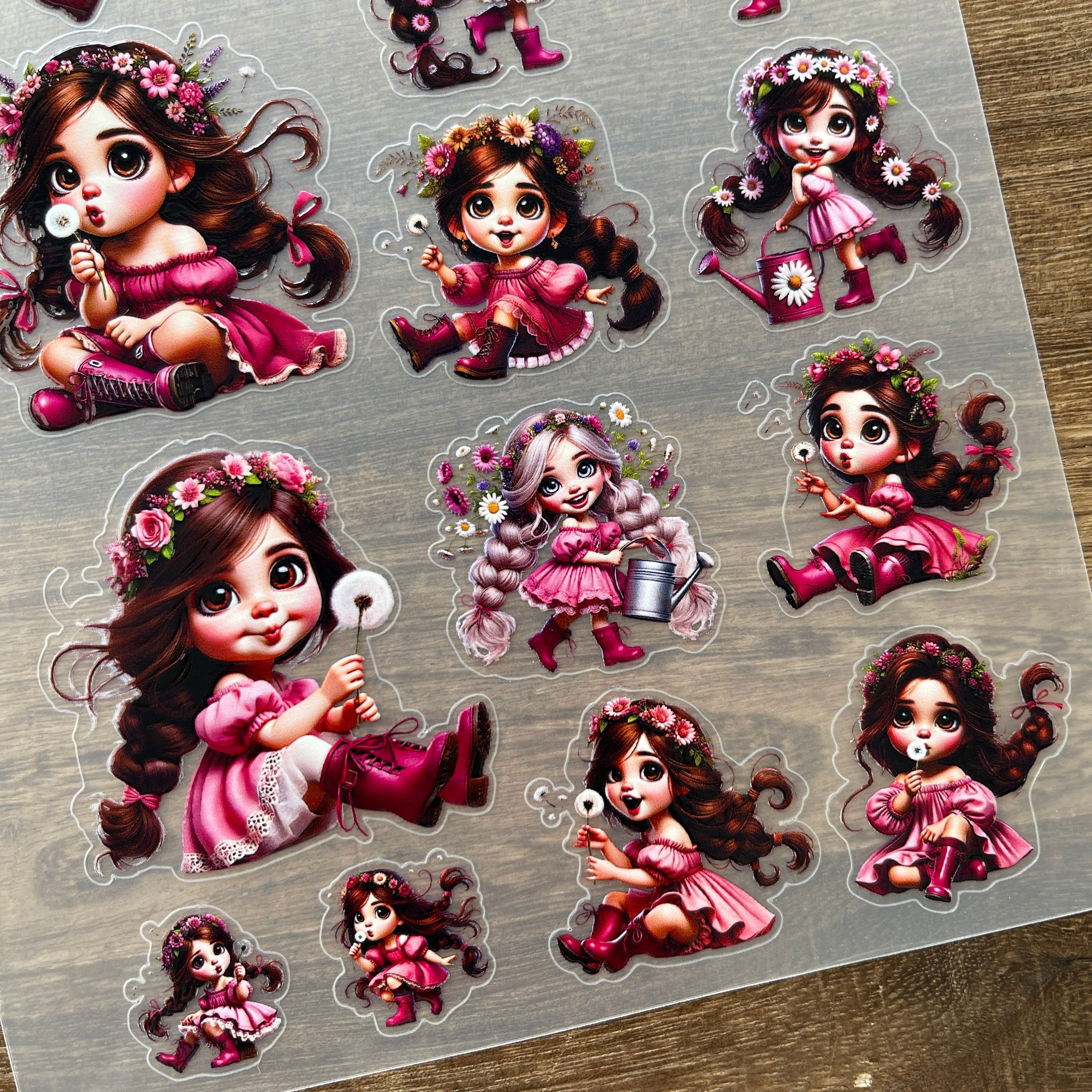 3D Dandelion Girl PET Sticker 1 Pcs