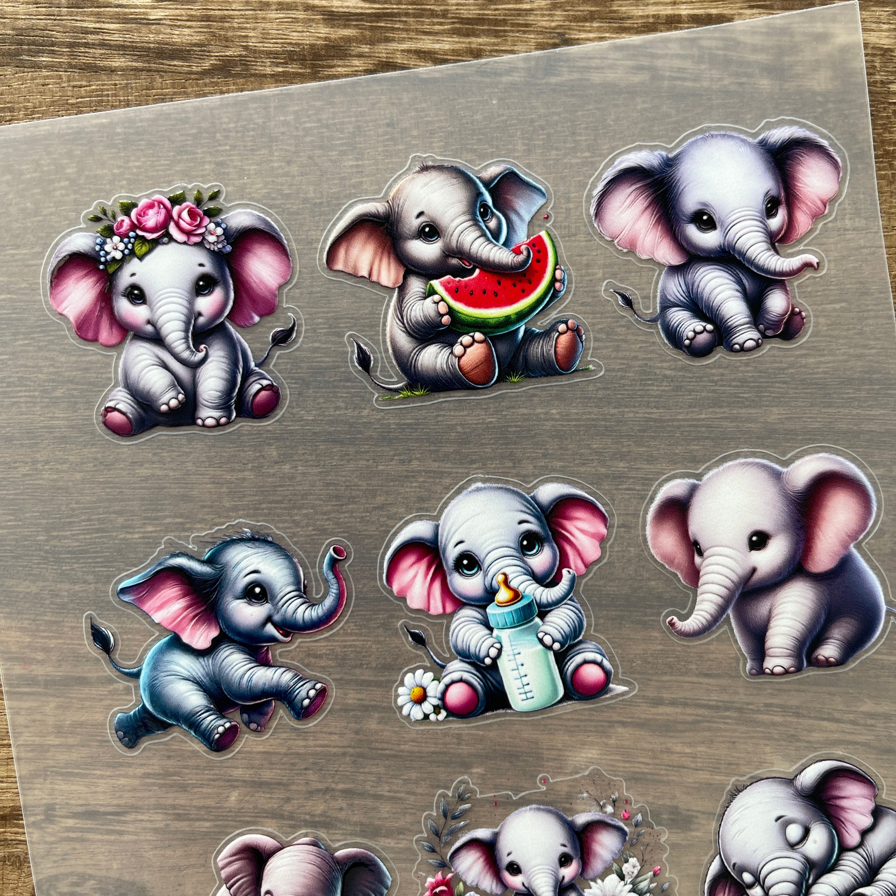 3D Cute elephant PET Sticker 1 Pcs