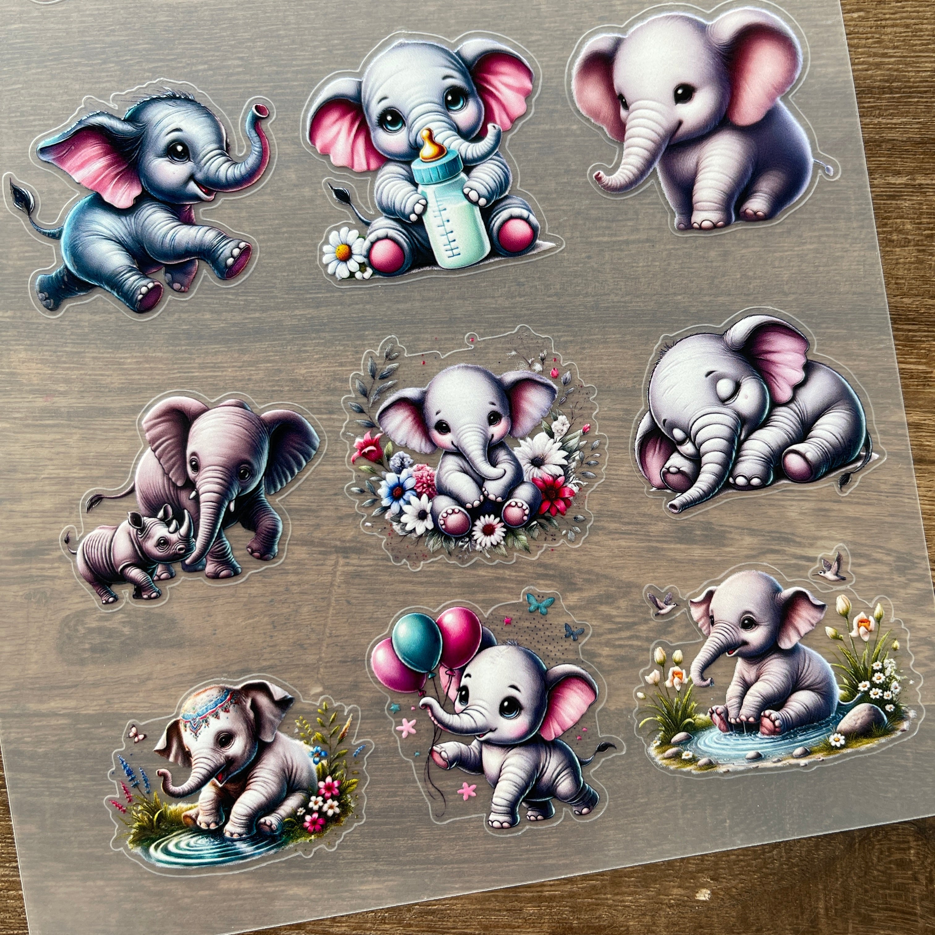 3D Cute elephant PET Sticker 1 Pcs