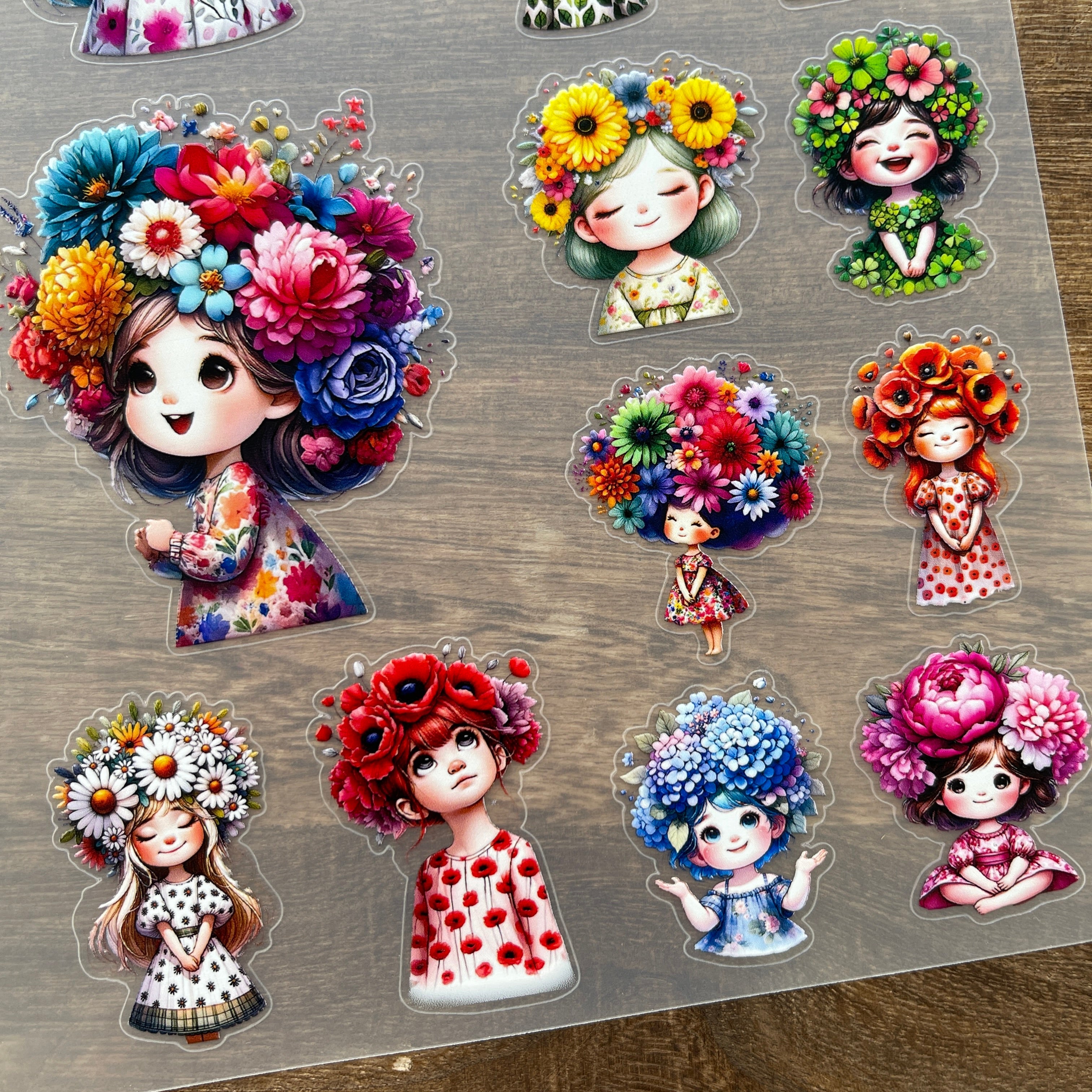 3D Garland Girl PET Sticker 1 Pcs