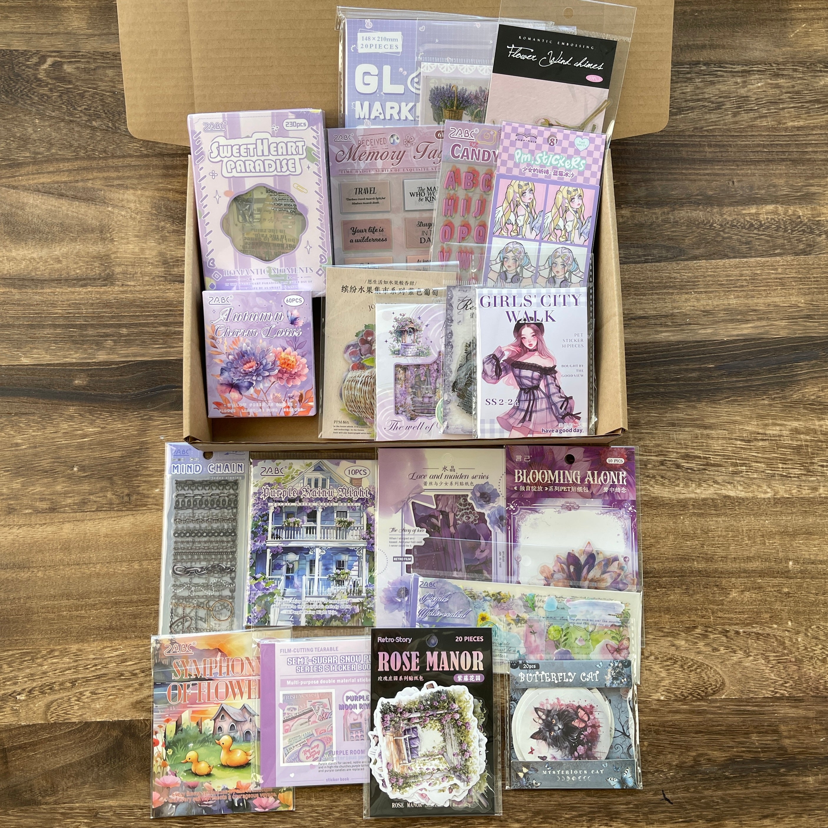 260107 B126 Purple journaling supplies mixed bundle