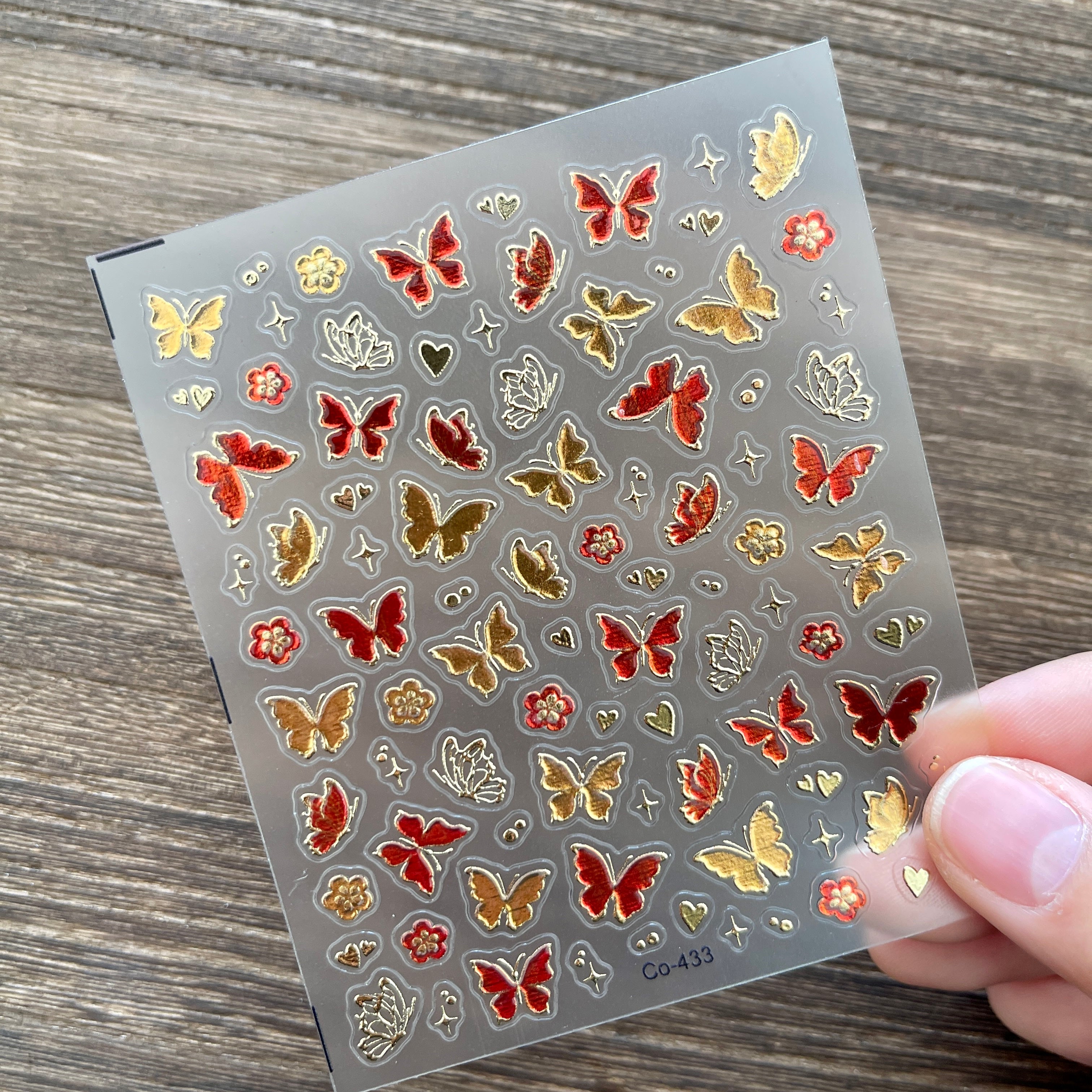 260110 M285- Gilded Butterfly Embossed Mini sticker 1 Pcs