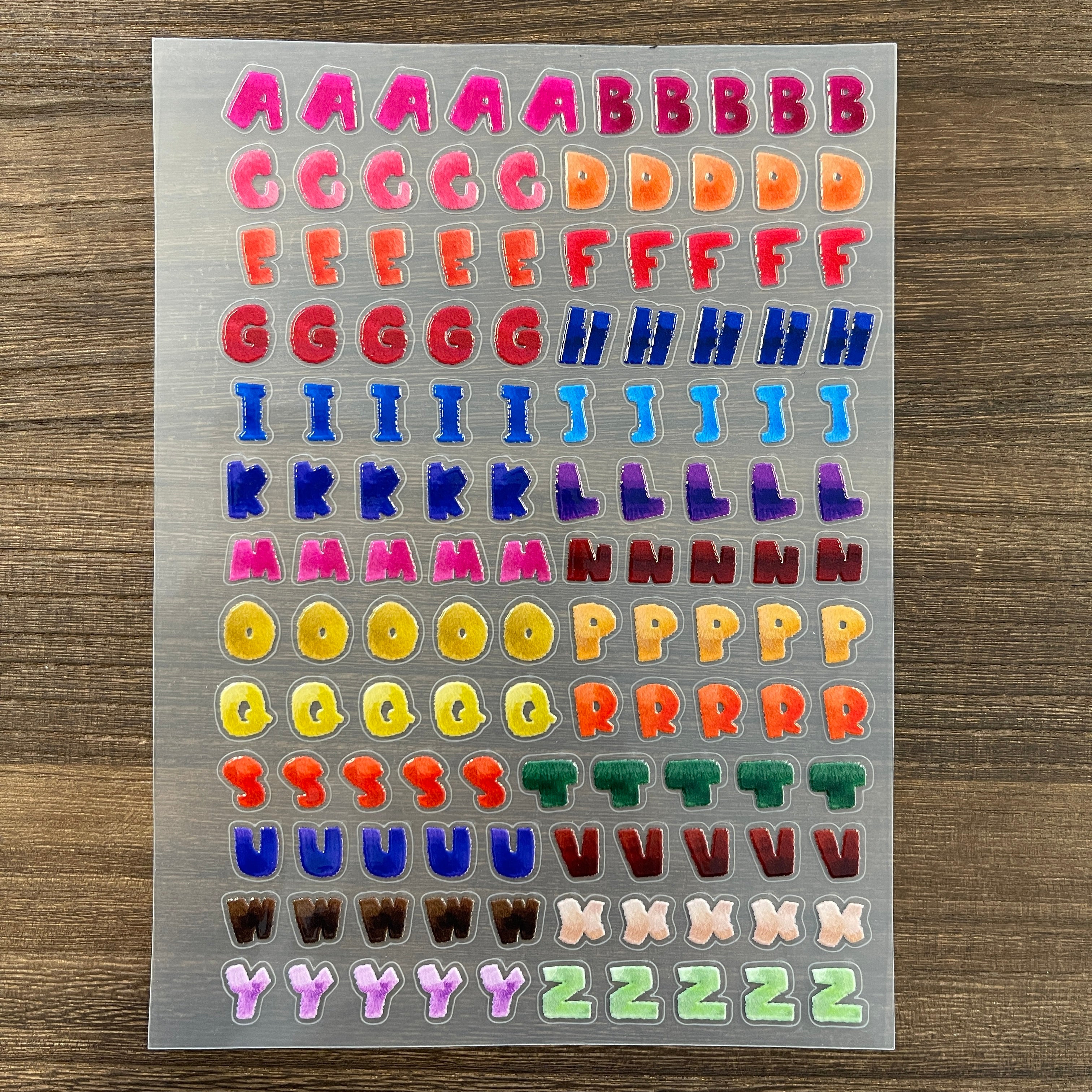 3D Dopamine Plush Letters PET Sticker 1 Pcs