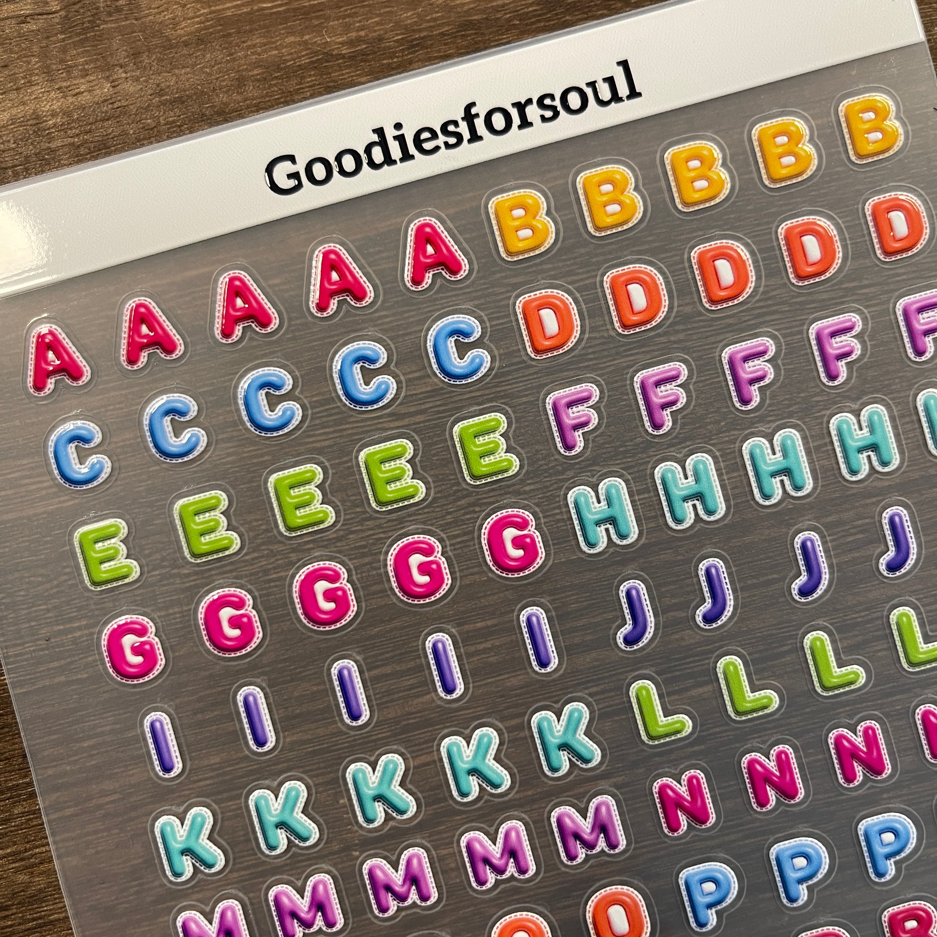 3D Colorful letters PET Sticker 1 Pcs