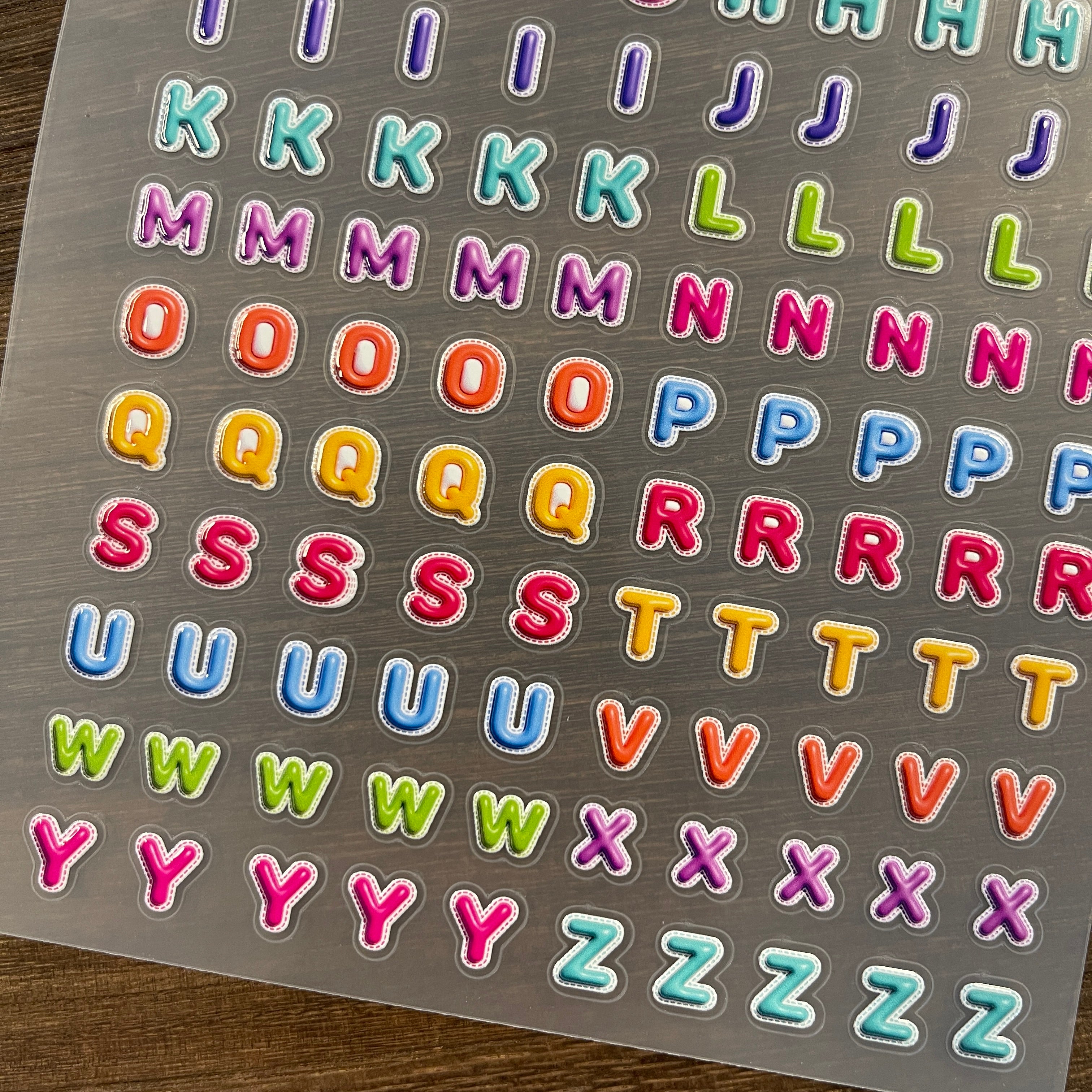 3D Colorful letters PET Sticker 1 Pcs
