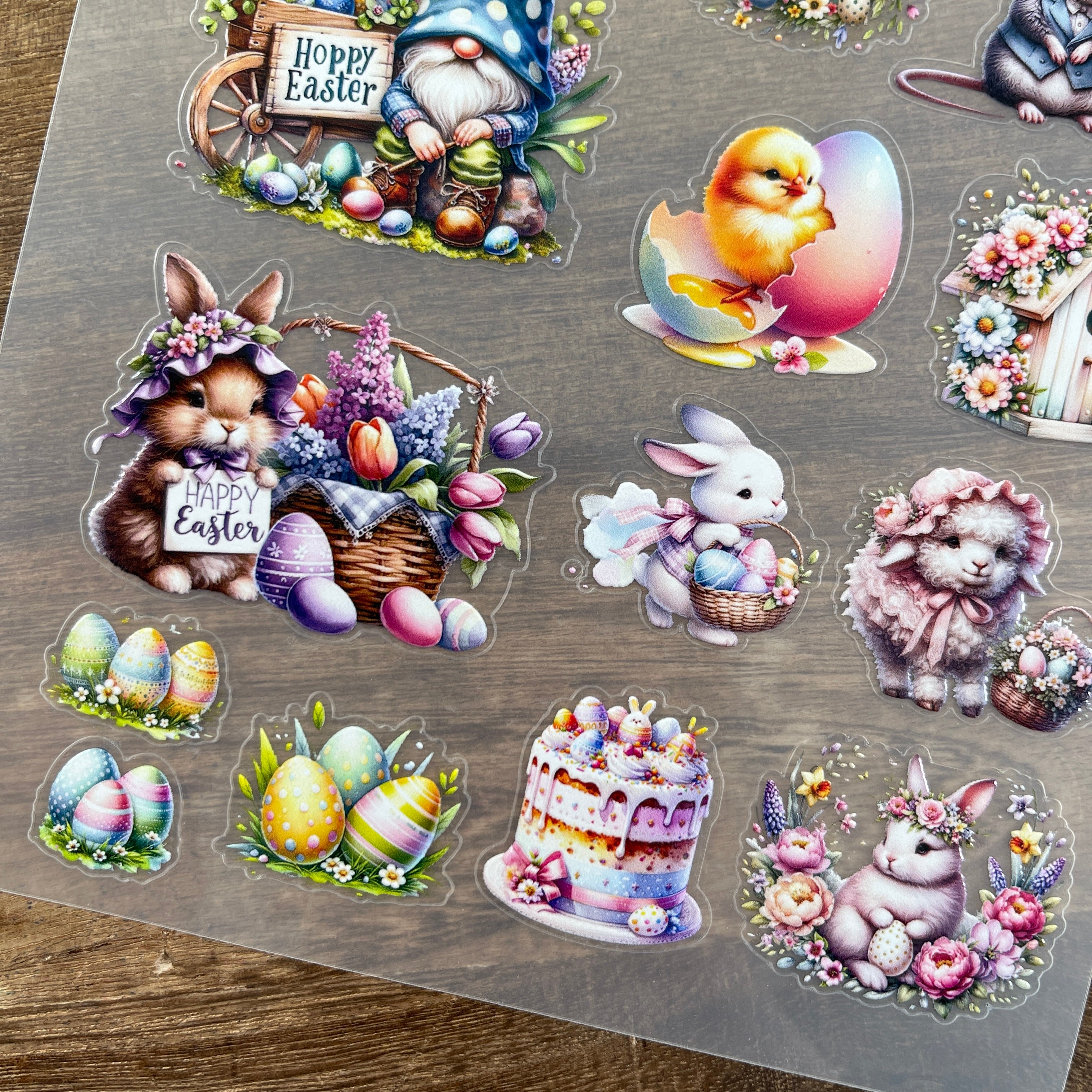 3D Easter decorations and animals PET Sticker 1 Pcs