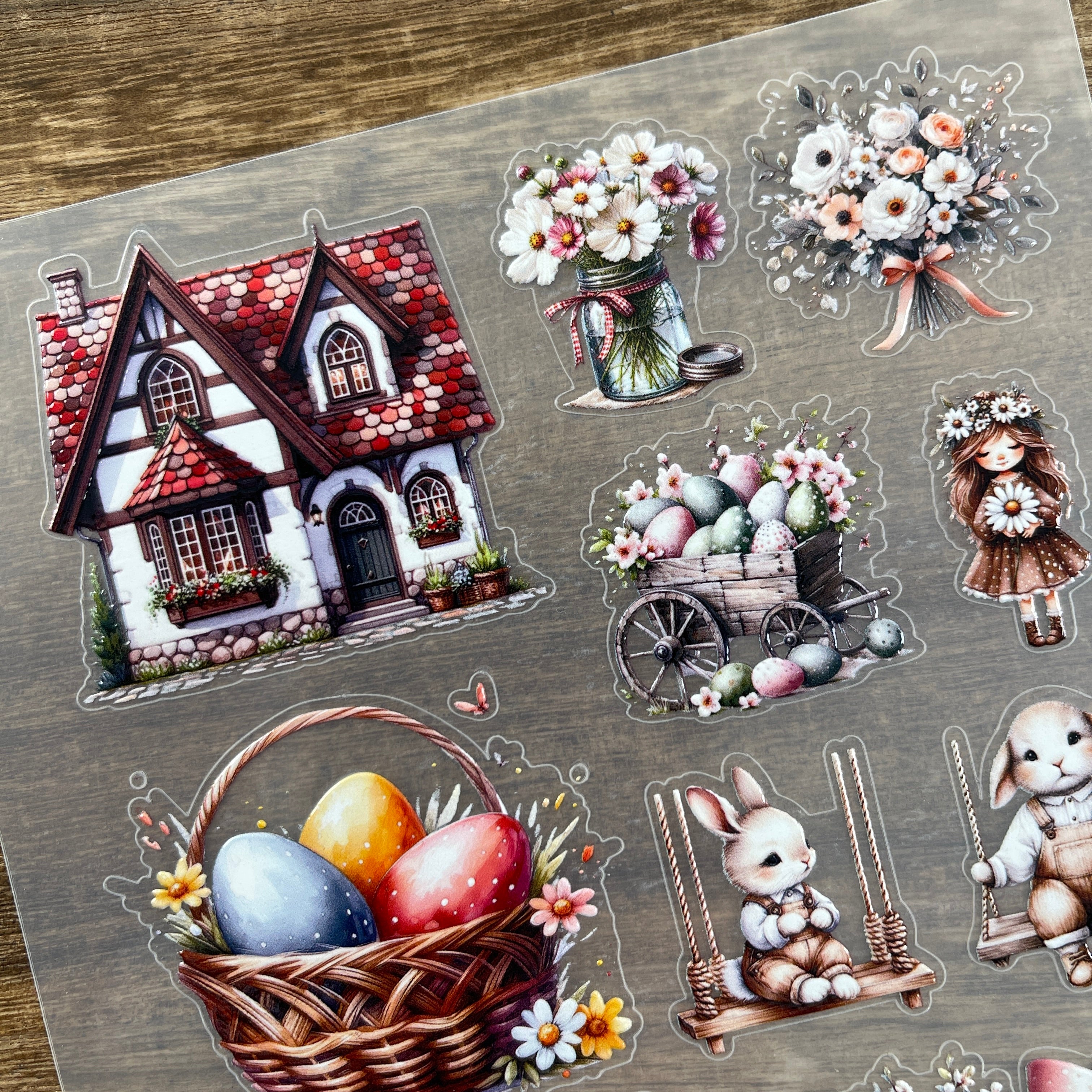 3D Easter Spring PET Sticker 1 Pcs