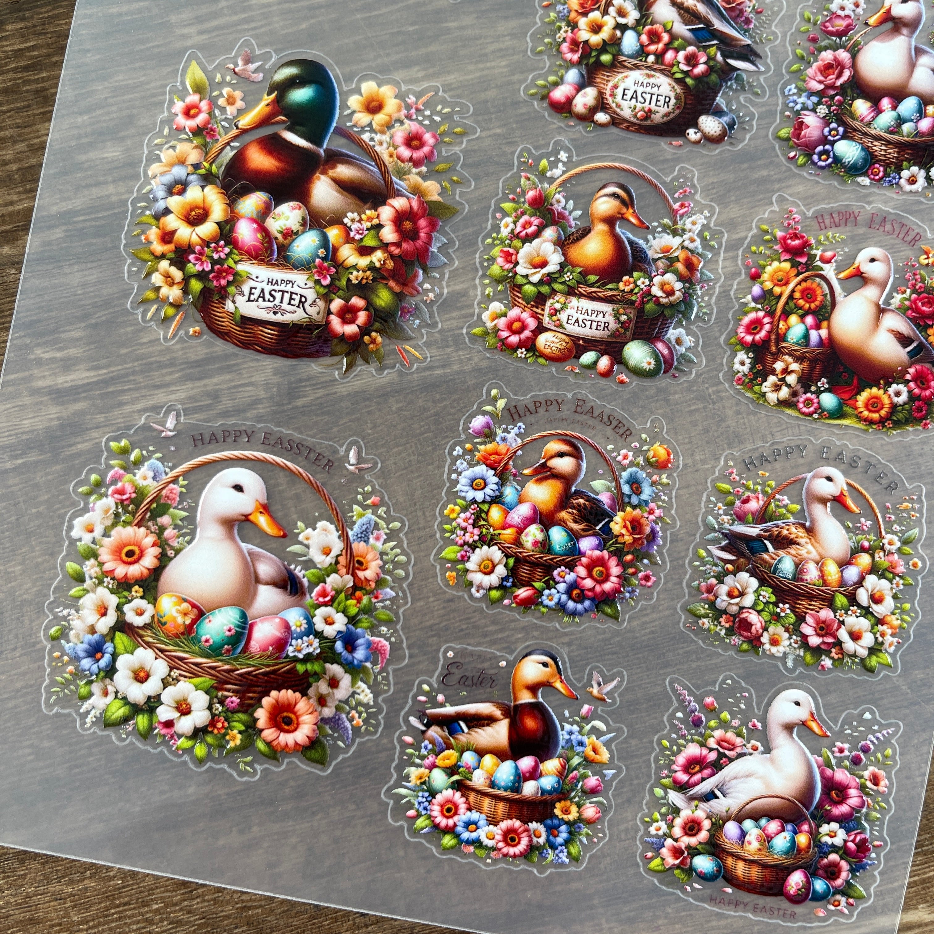 3D Easter ducks PET Sticker 1 Pcs