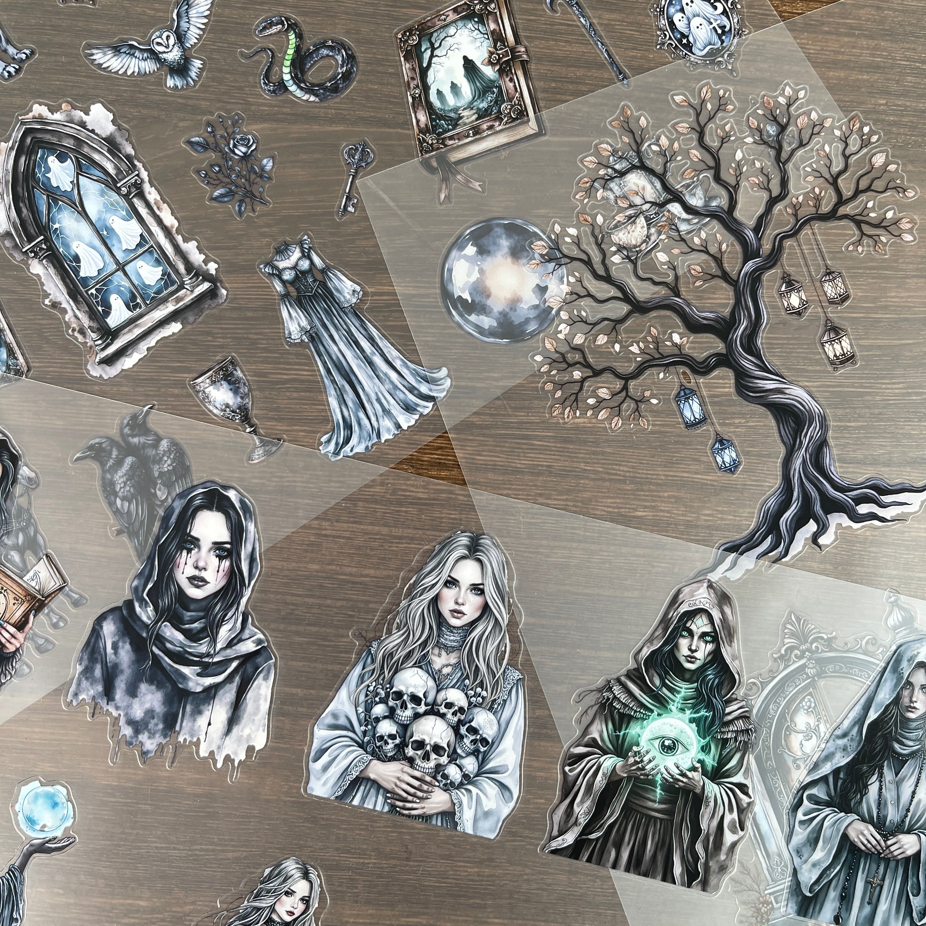 A4 The Gray Witch matte PET pre-cut large sticker 1 pack 3 sheets