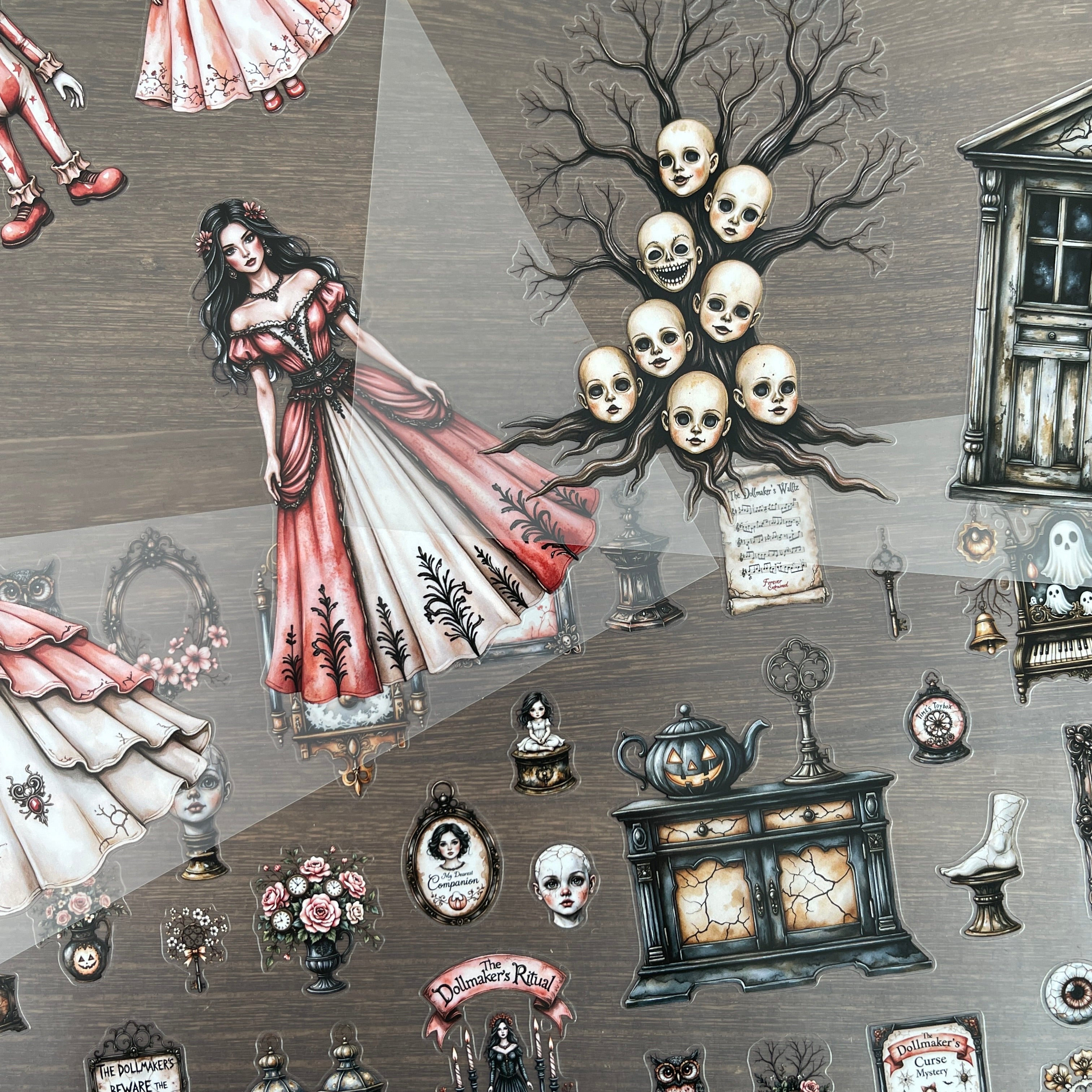 A4 Ghost doll matte PET pre-cut large sticker 1 pack 3 sheets