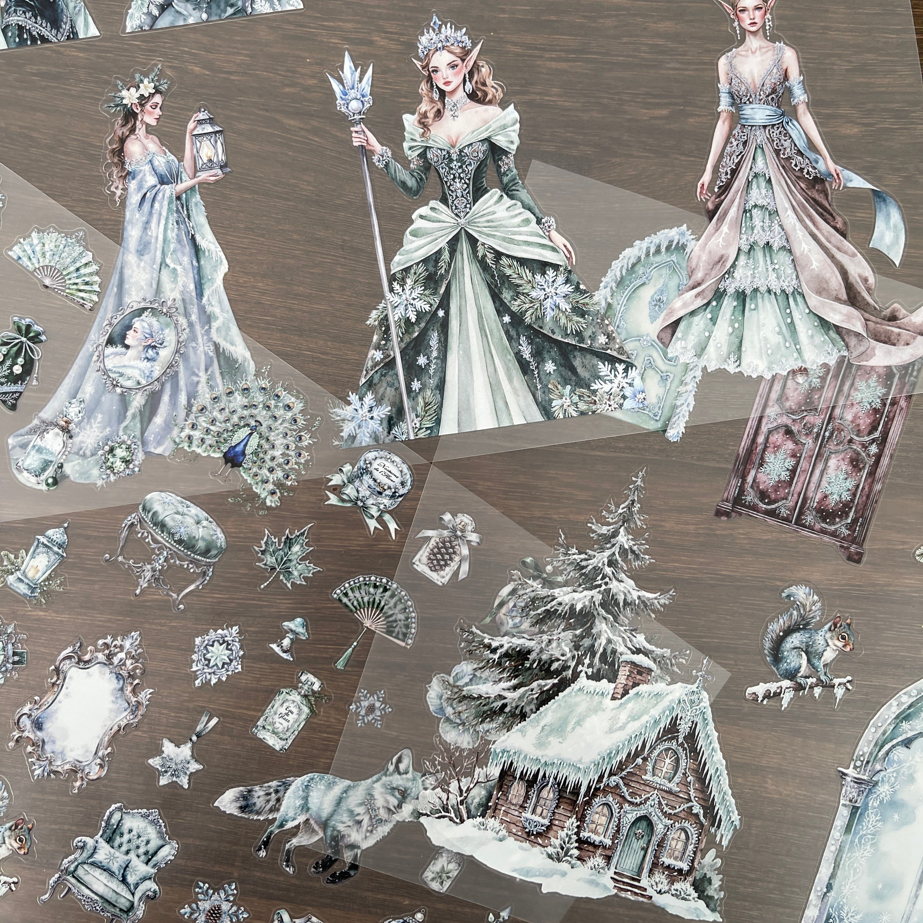 A4 Winter Elf matte PET pre-cut large sticker 1 pack 3 sheets