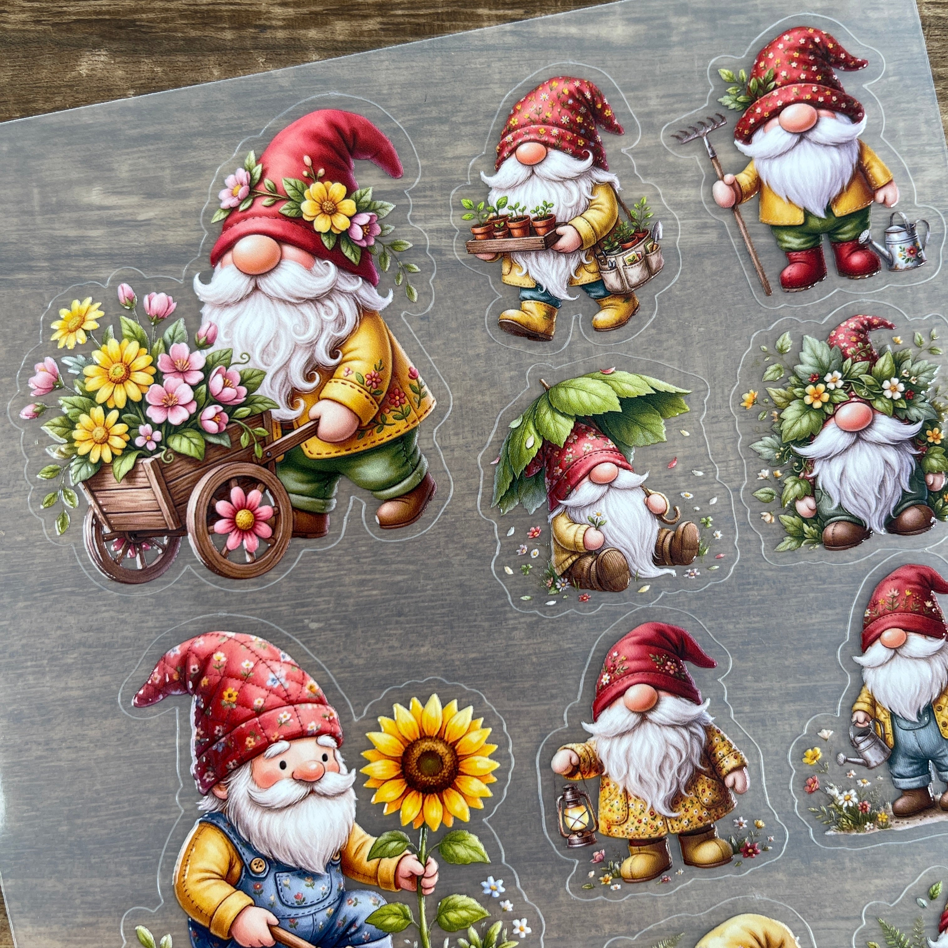 3D Garden Gnome PET Sticker 1 Pcs