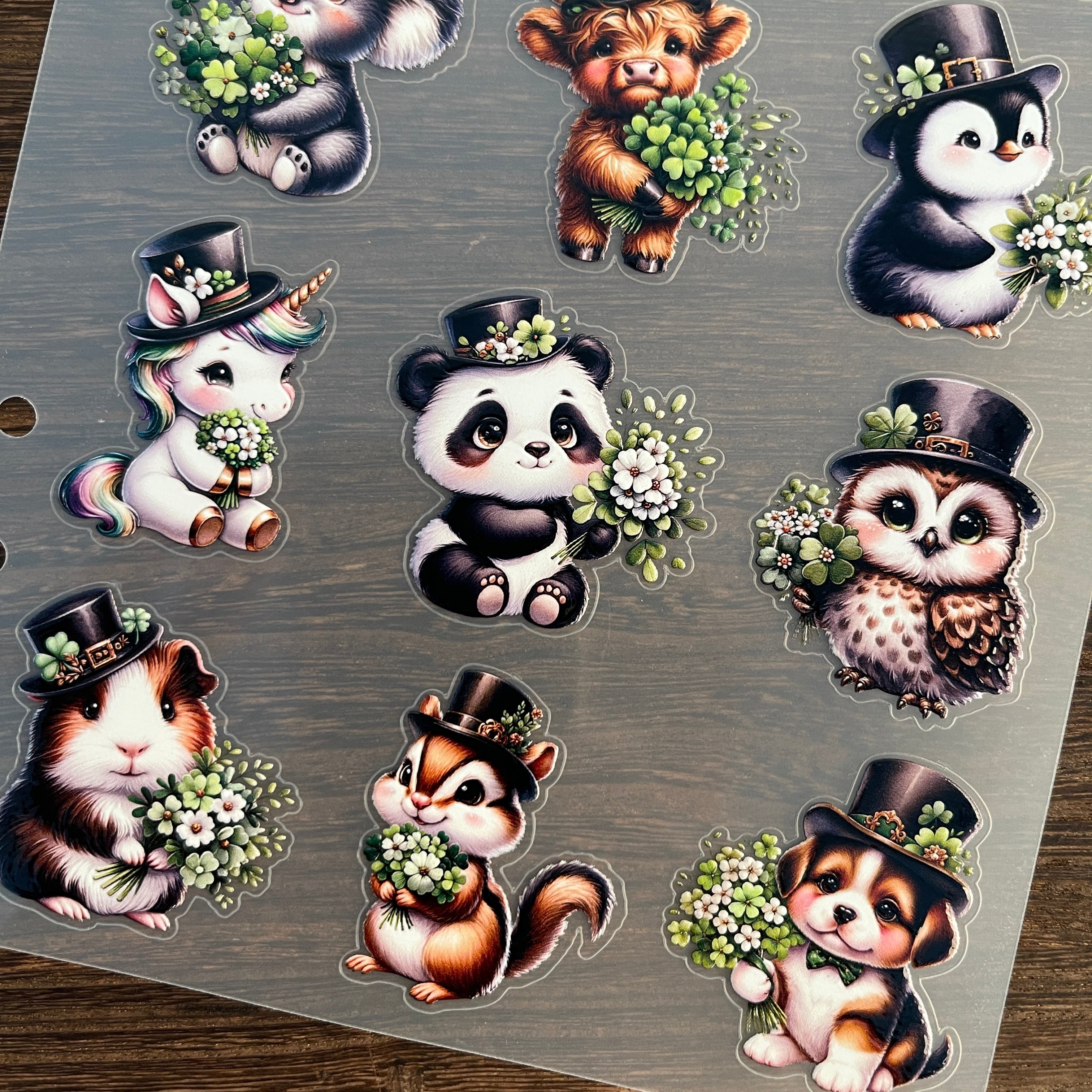 3D St. Patrick's Day Animal Bouquet PET Sticker 1 Pcs
