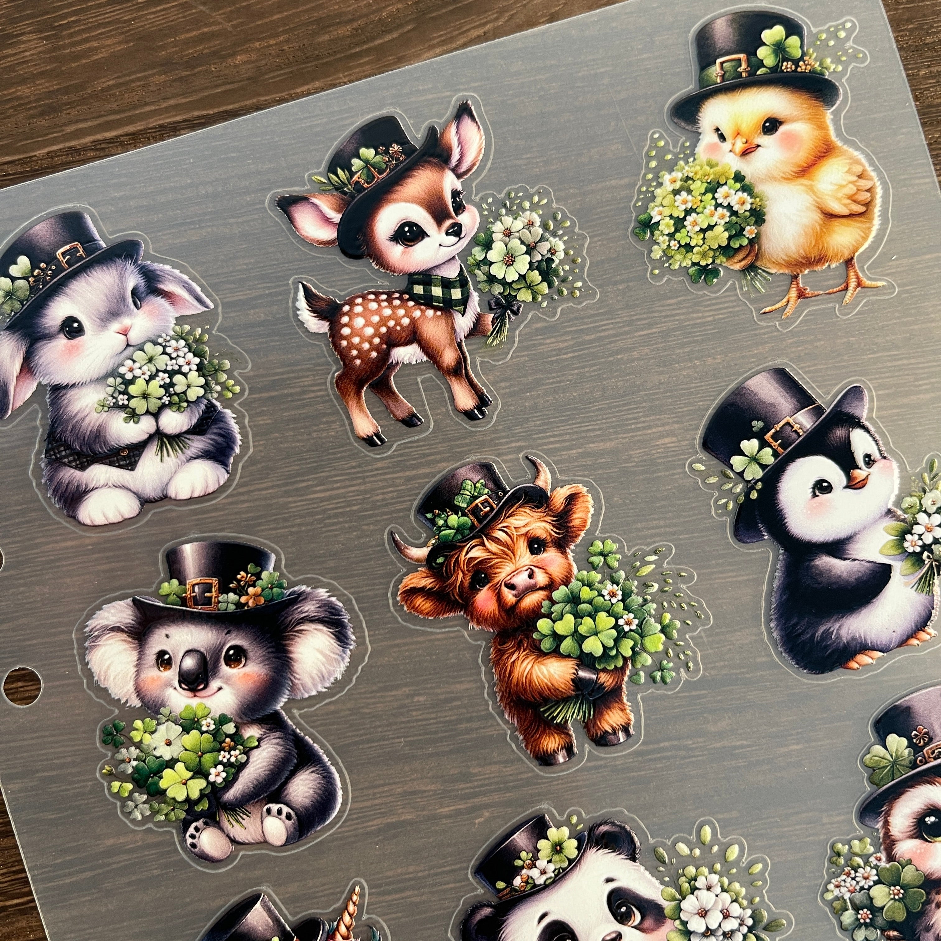 3D St. Patrick's Day Animal Bouquet PET Sticker 1 Pcs