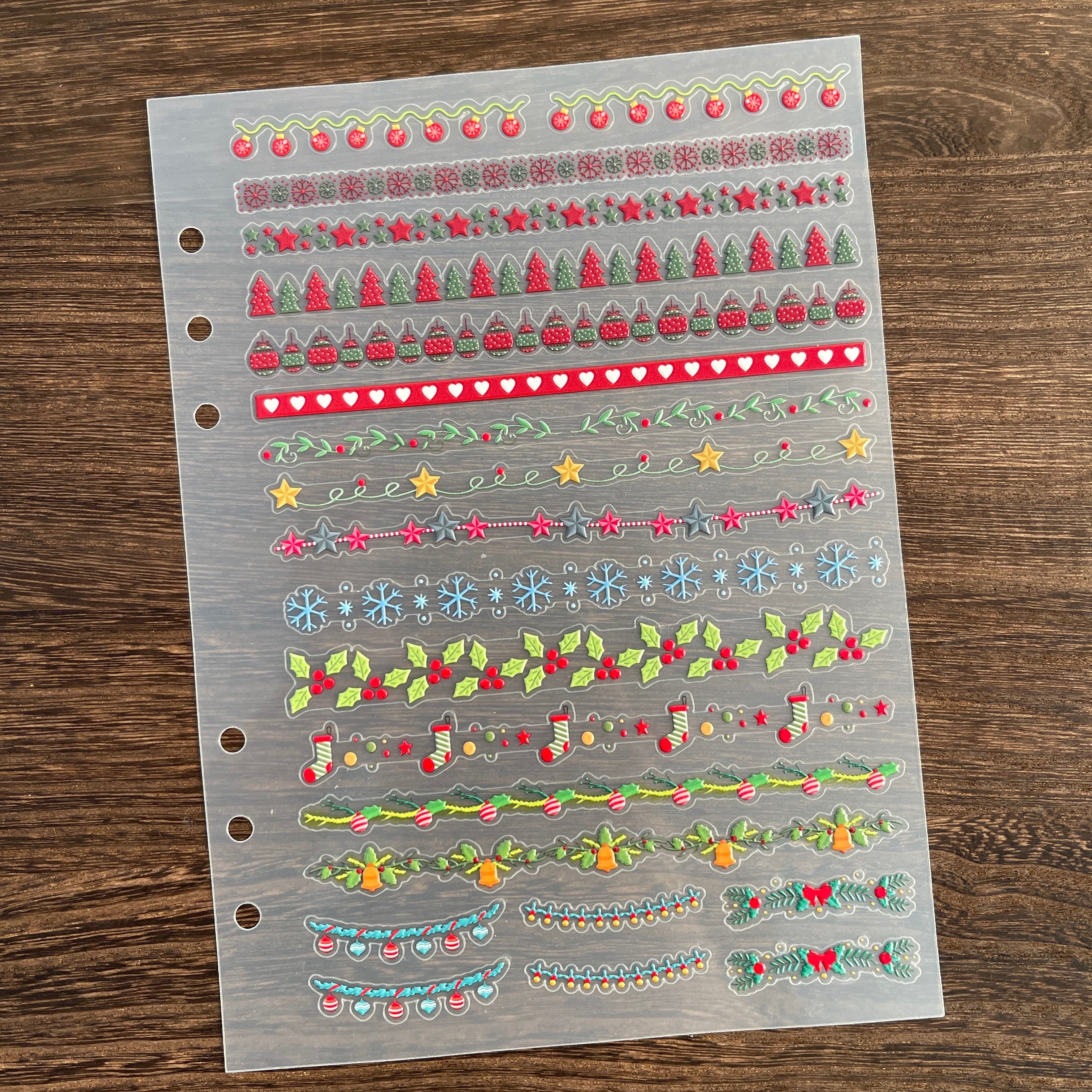 3D Christmas dividing line PET Sticker 1 Pcs