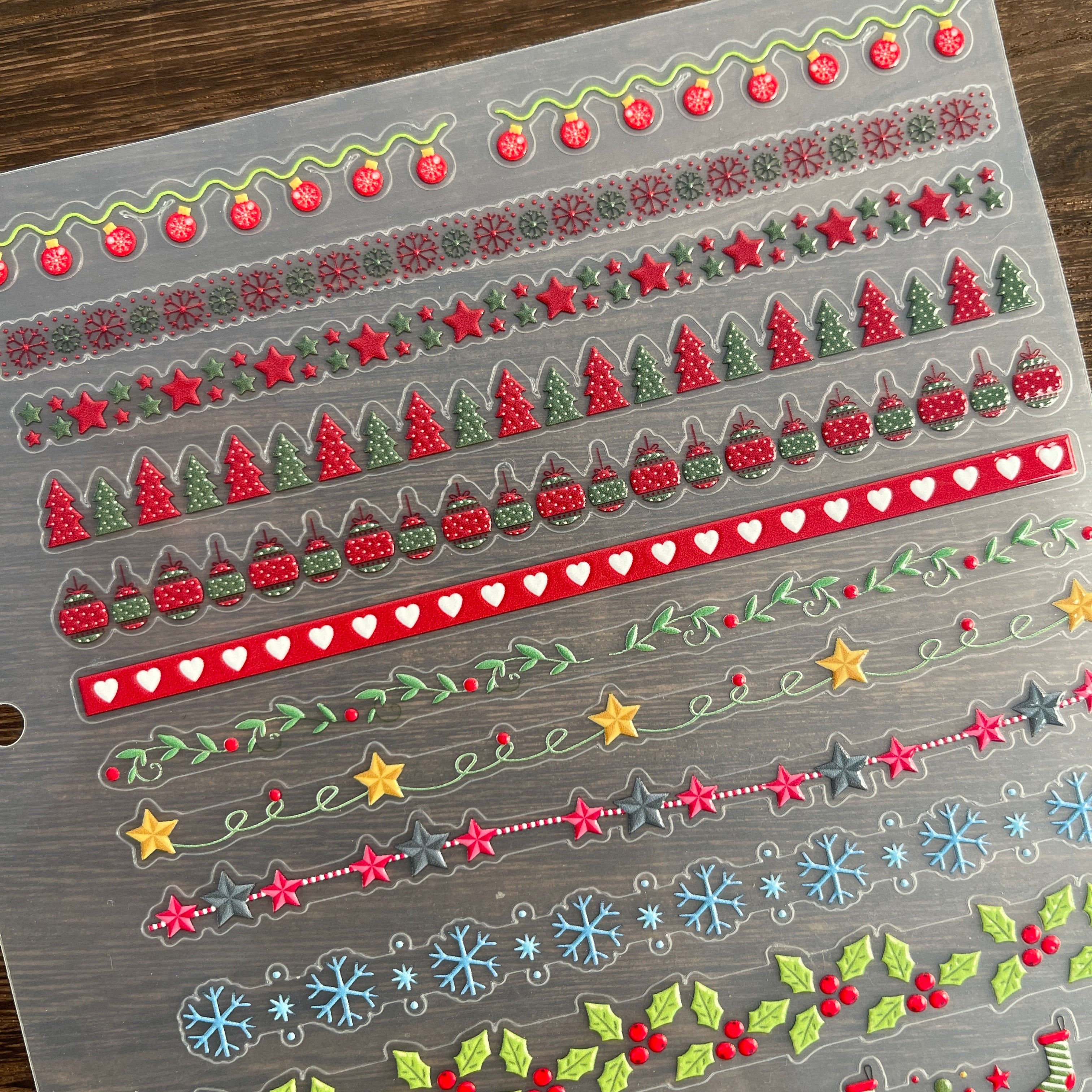 3D Christmas dividing line PET Sticker 1 Pcs