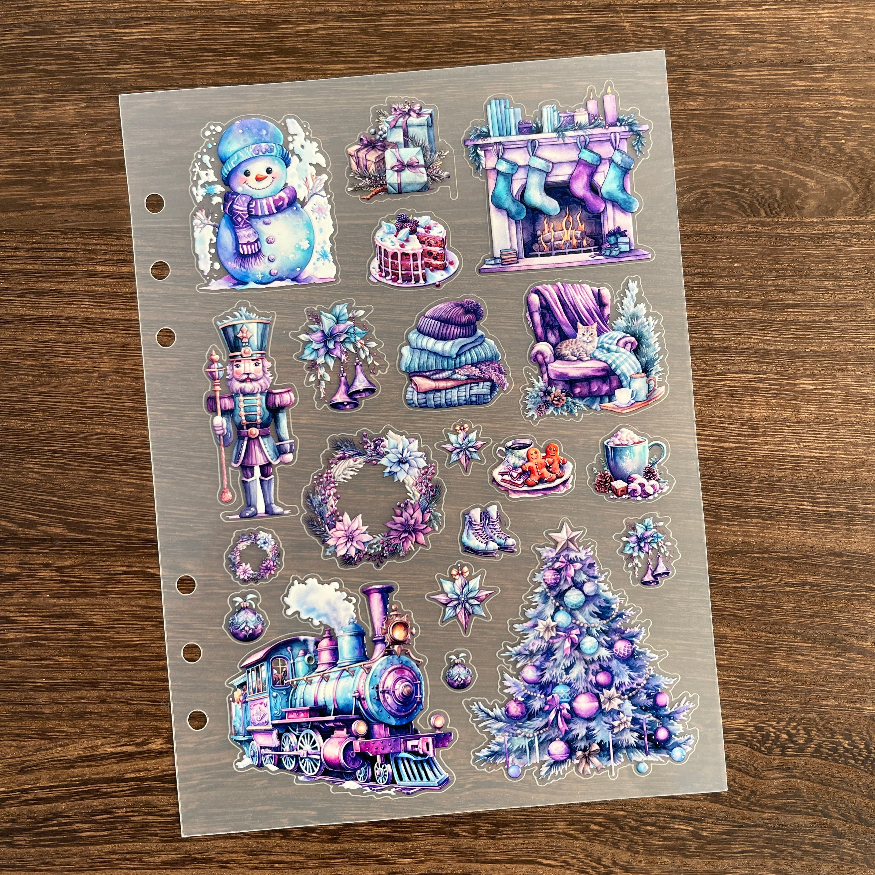 3D Blue and Purple Christmas PET Sticker 1 Pcs