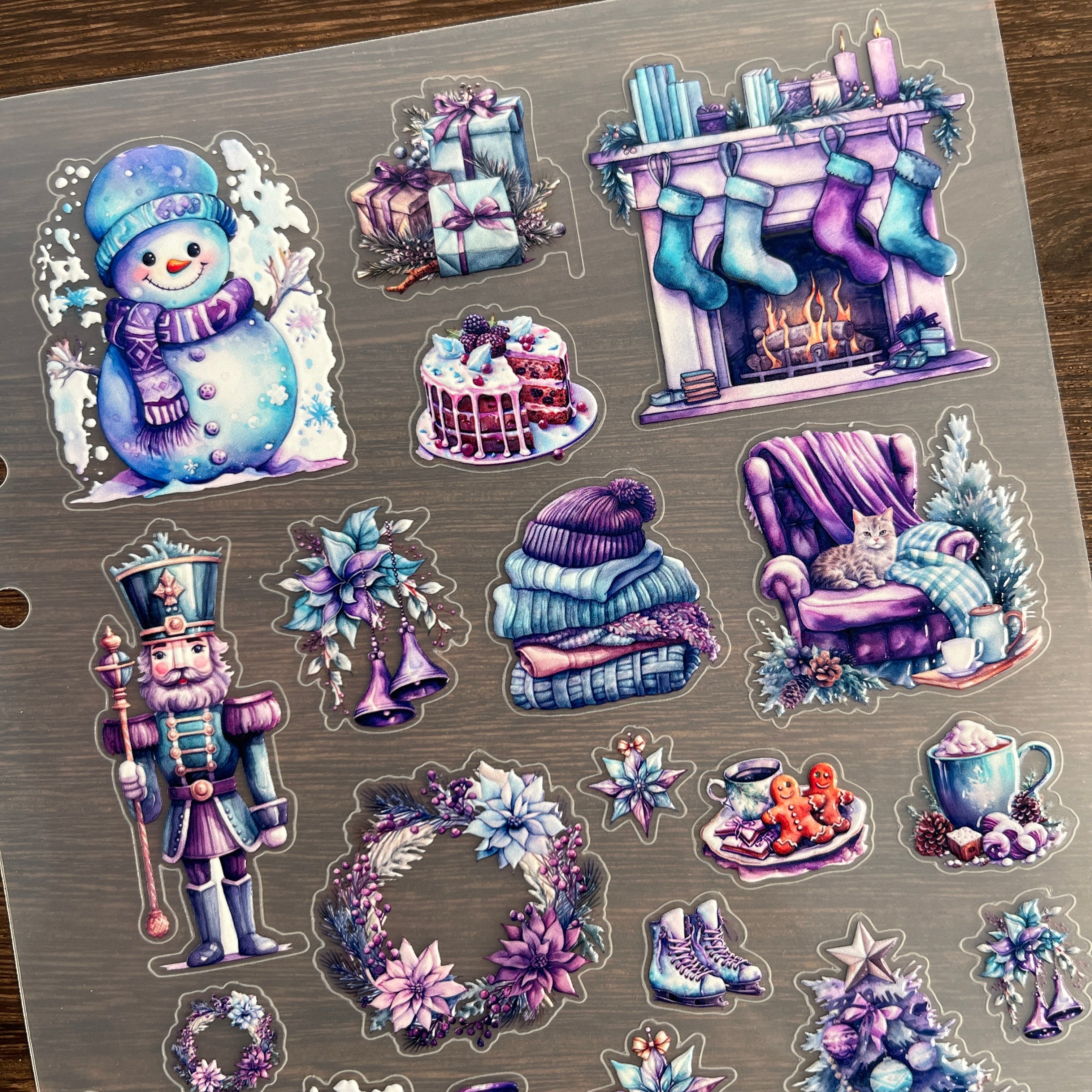 3D Blue and Purple Christmas PET Sticker 1 Pcs