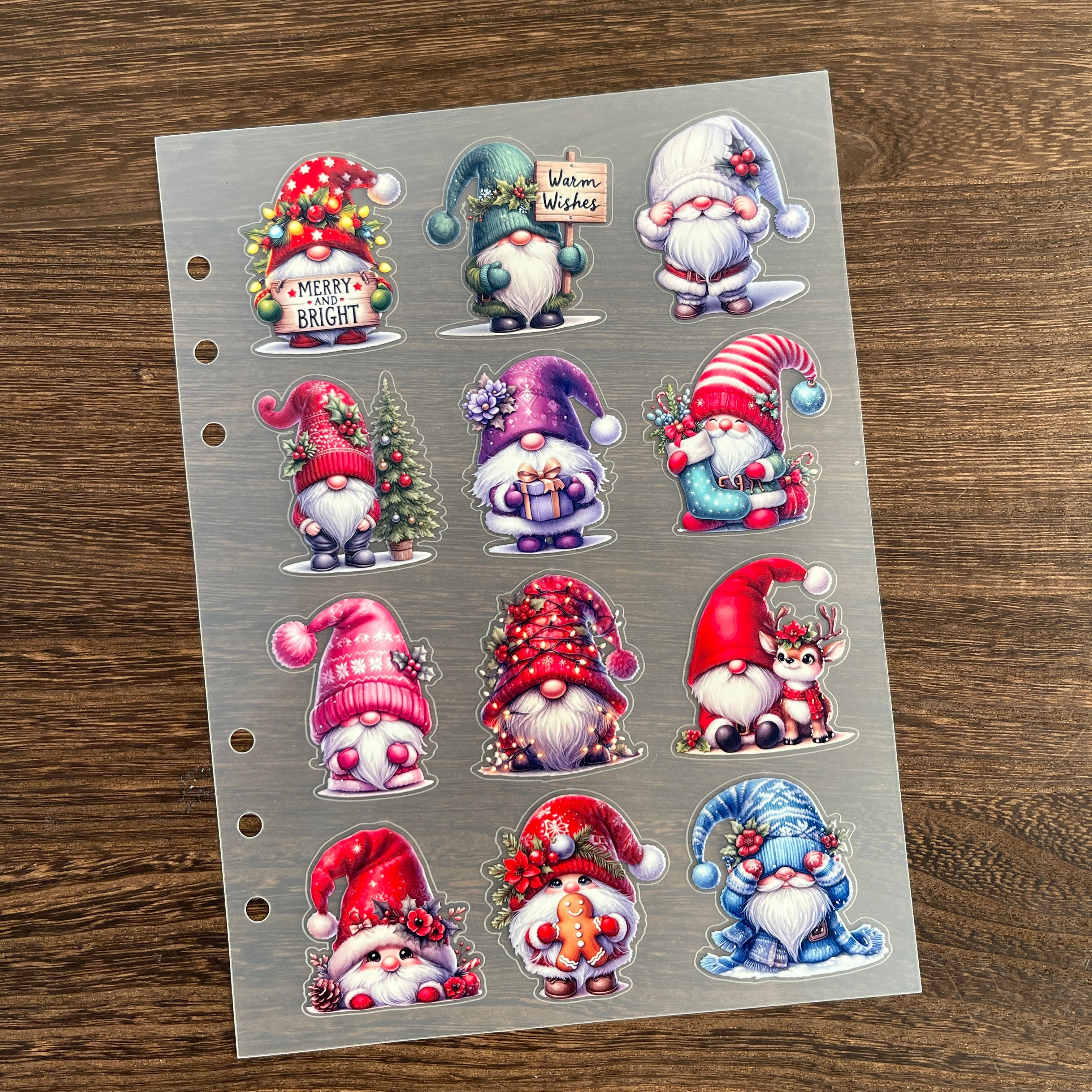 3D Christmas Gnome PET Sticker 1 Pcs