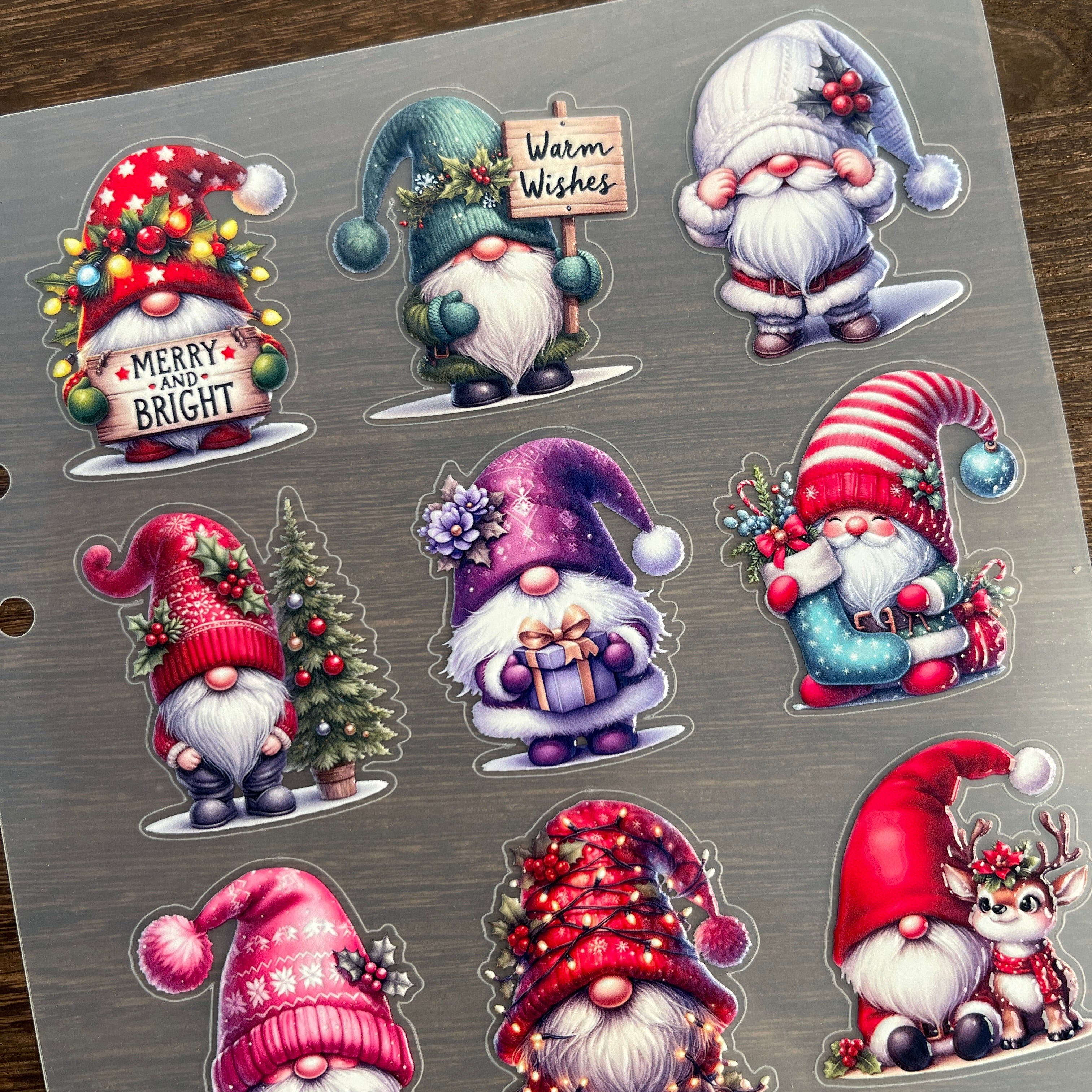 3D Christmas Gnome PET Sticker 1 Pcs
