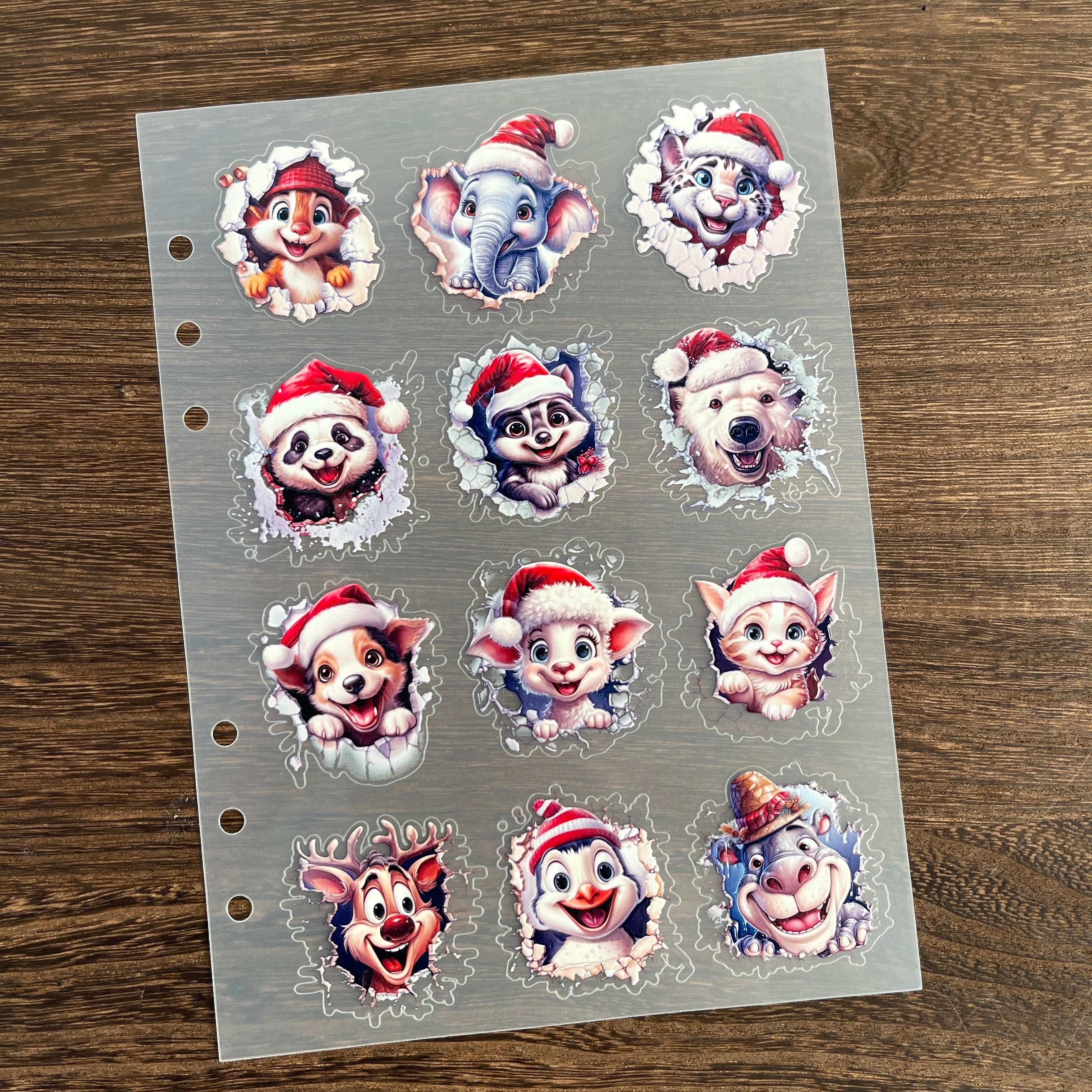 3D Christmas Animals PET Sticker 1 Pcs