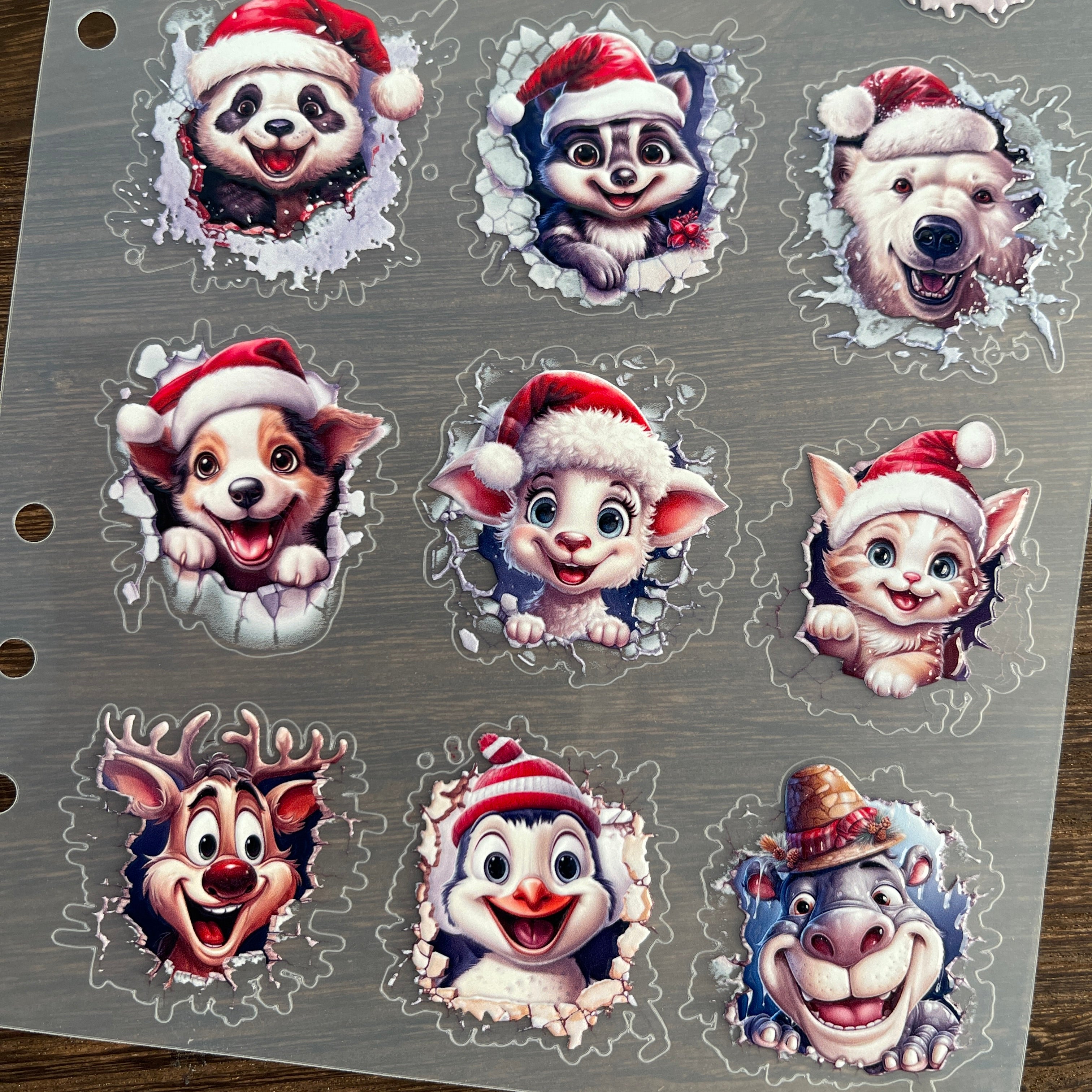 3D Christmas Animals PET Sticker 1 Pcs
