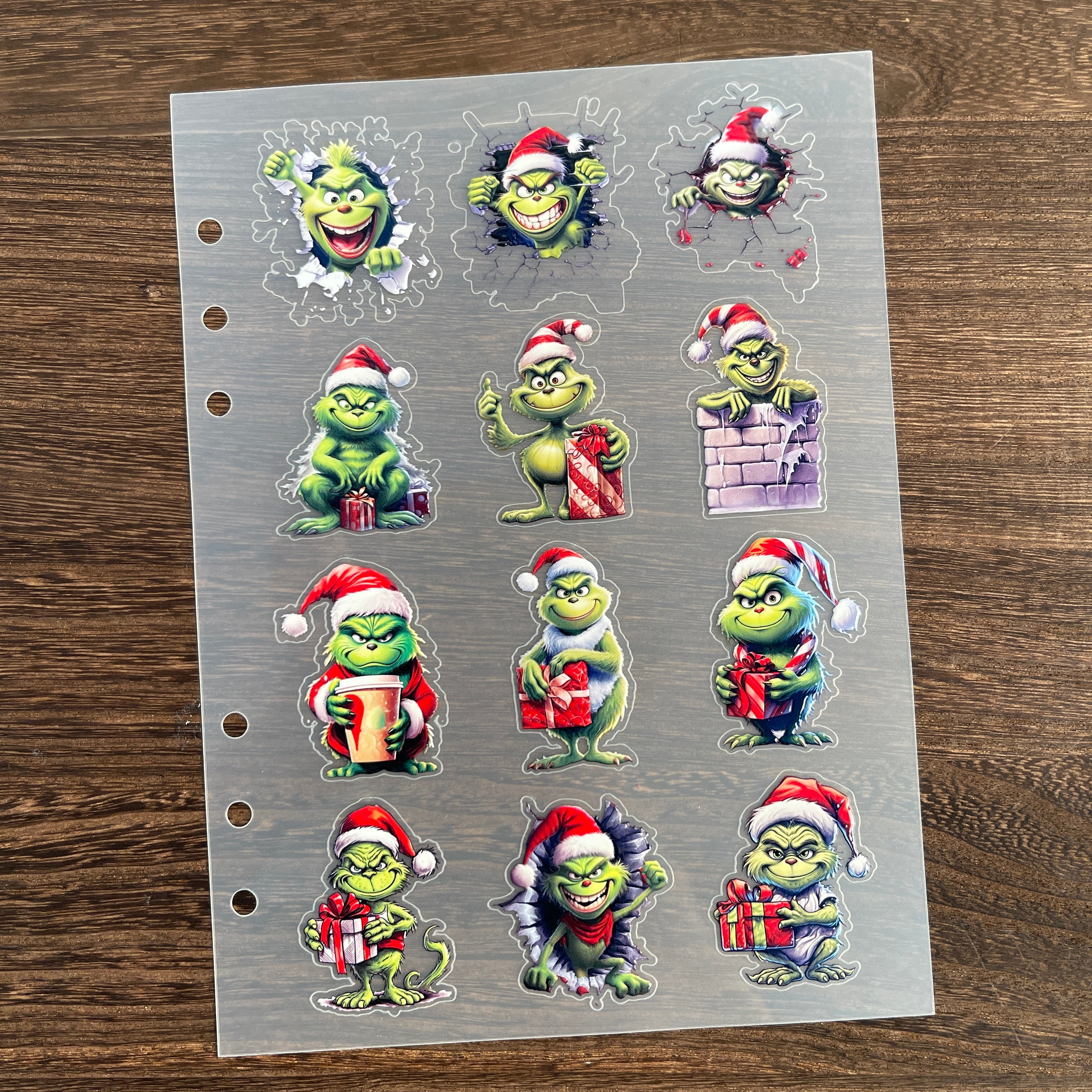 3D Christmas Grinch PET Sticker 1 Pcs