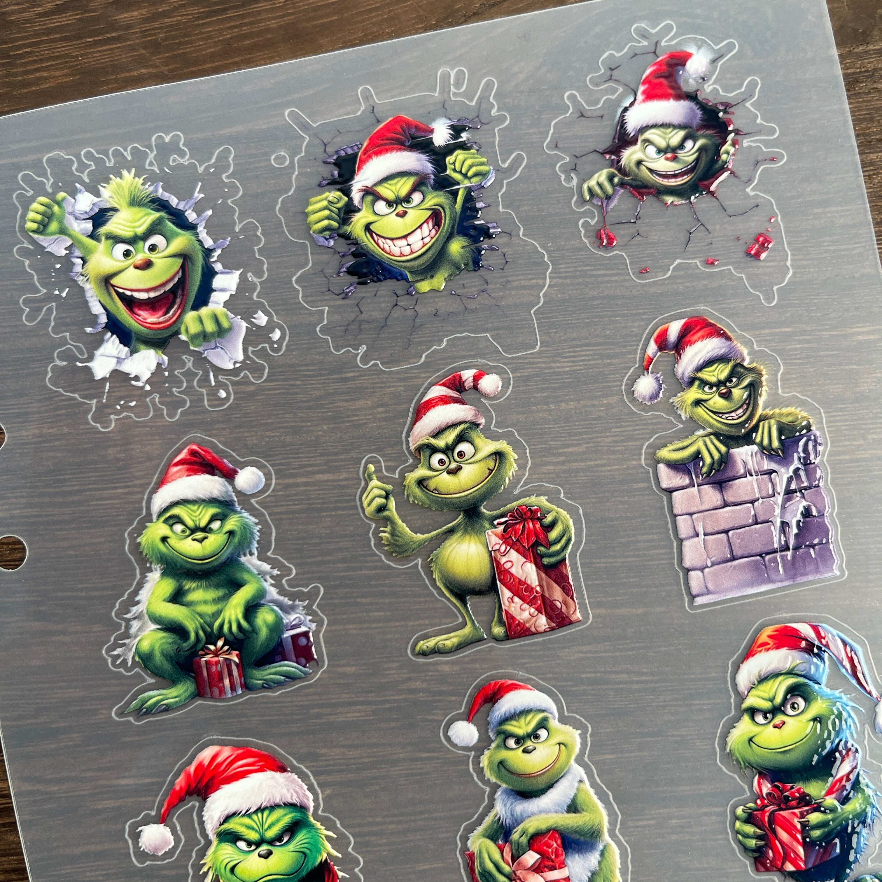 3D Christmas Grinch PET Sticker 1 Pcs