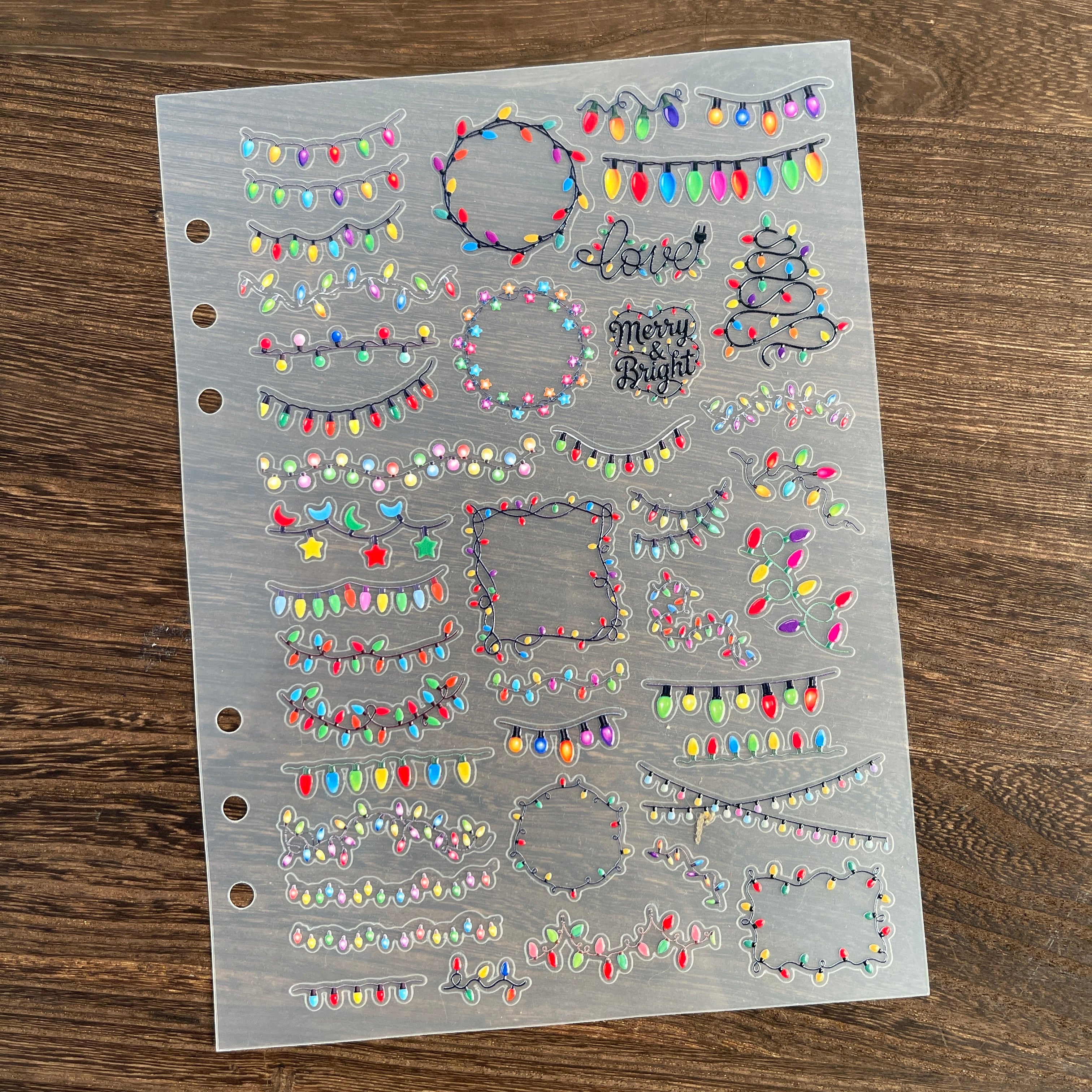 3D Christmas lights PET Sticker 1 Pcs