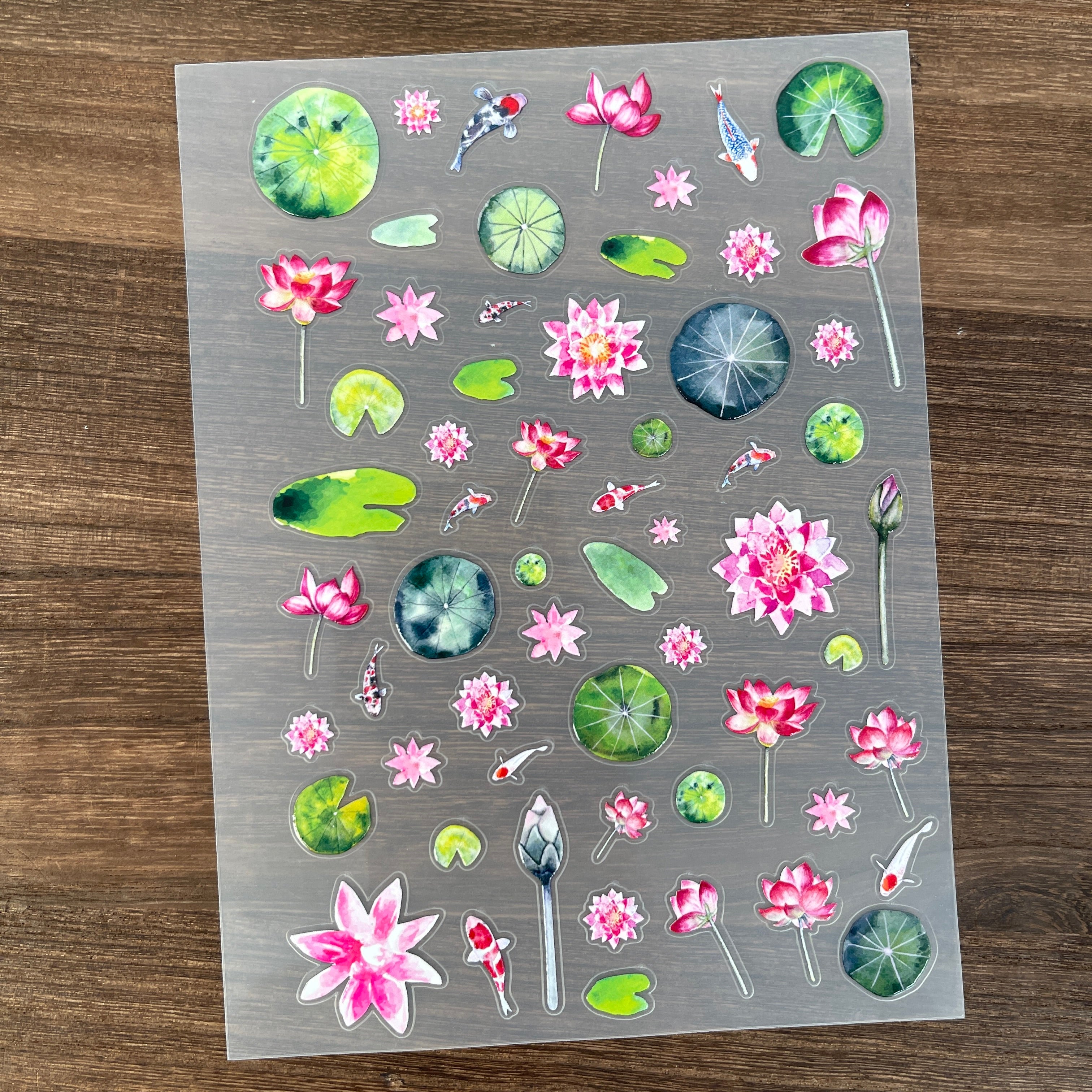 3D Koi and Lotus PET Sticker 1 Pcs