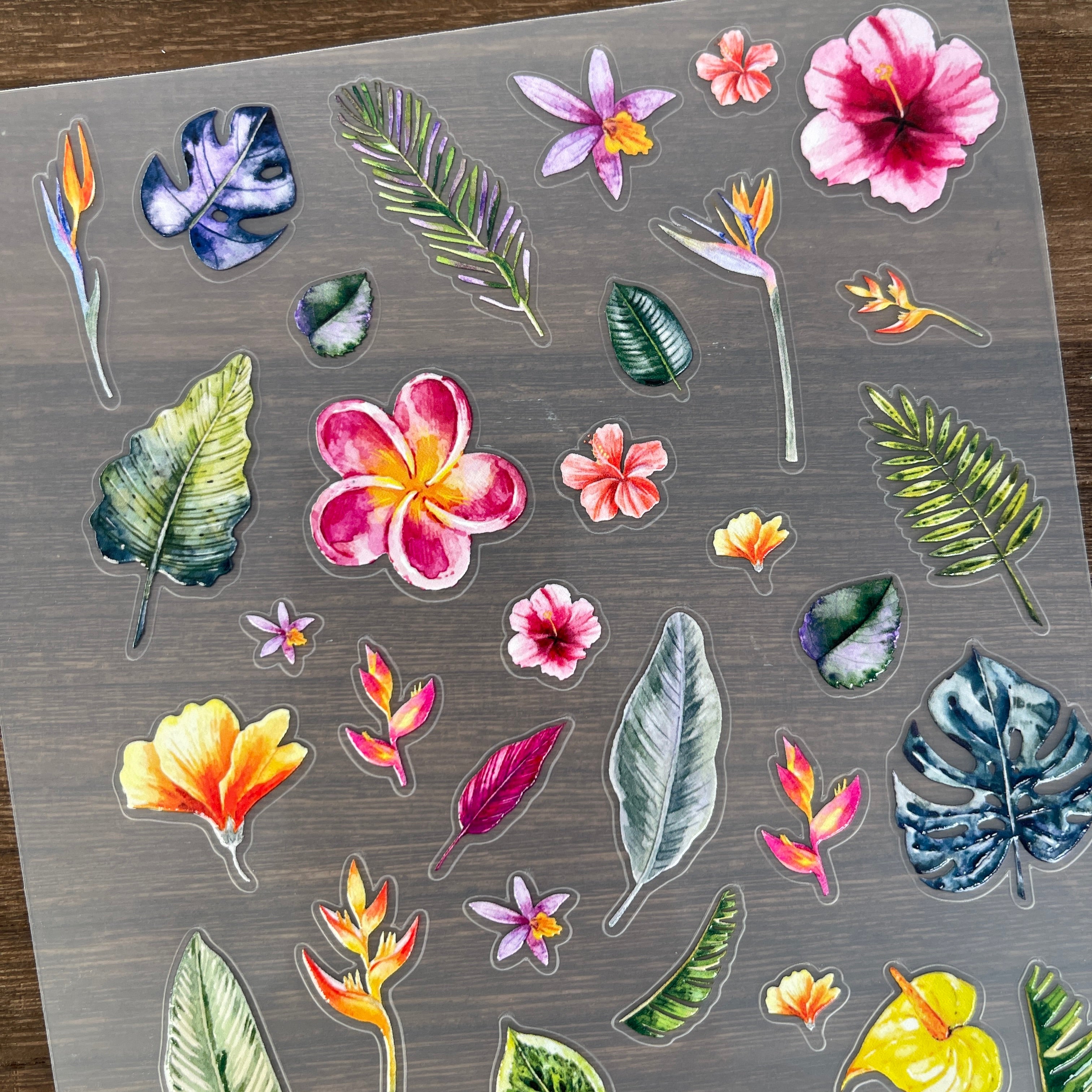 3D Tropical Flowers PET Sticker 1 Pcs