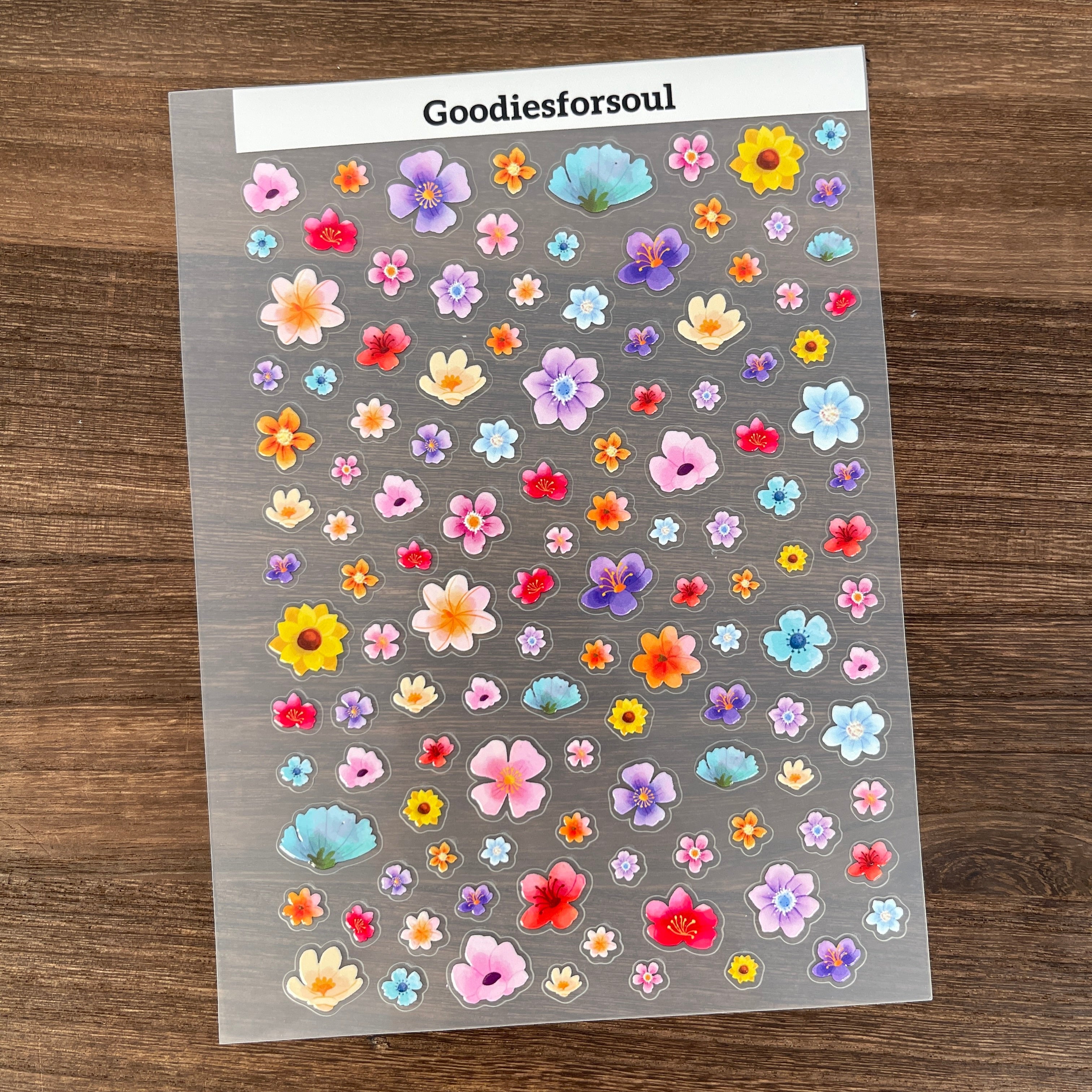 3D Colorful Flowers PET Sticker 1 Pcs