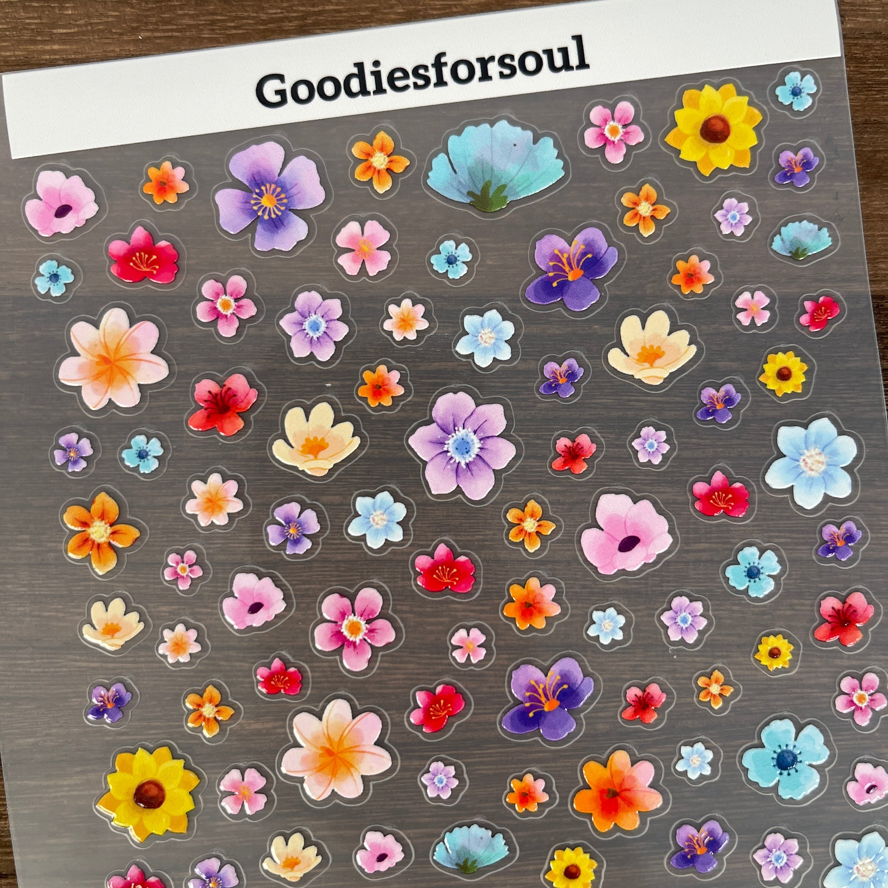 3D Colorful Flowers PET Sticker 1 Pcs
