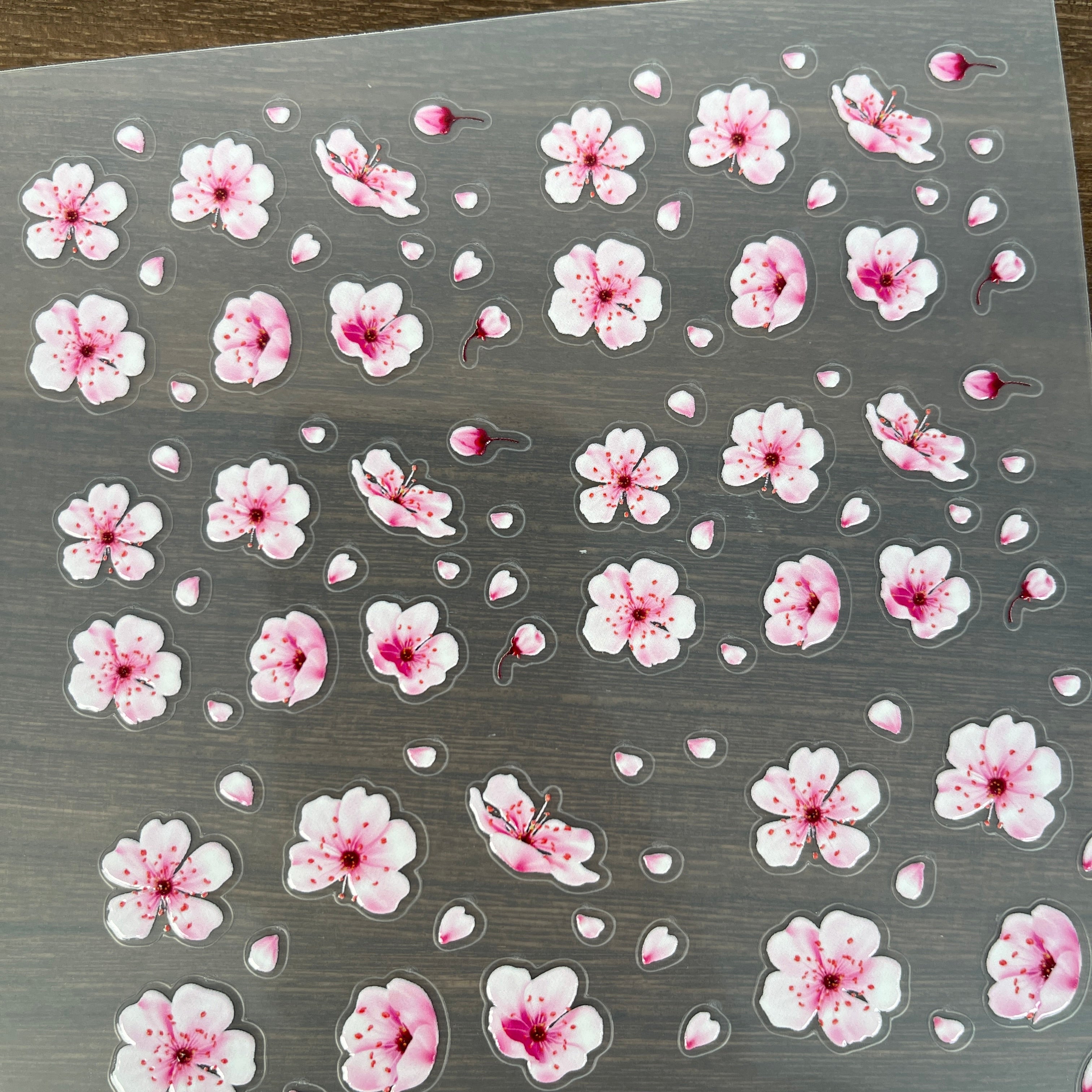 3D Cherry blossoms with petals PET Sticker 1 Pcs
