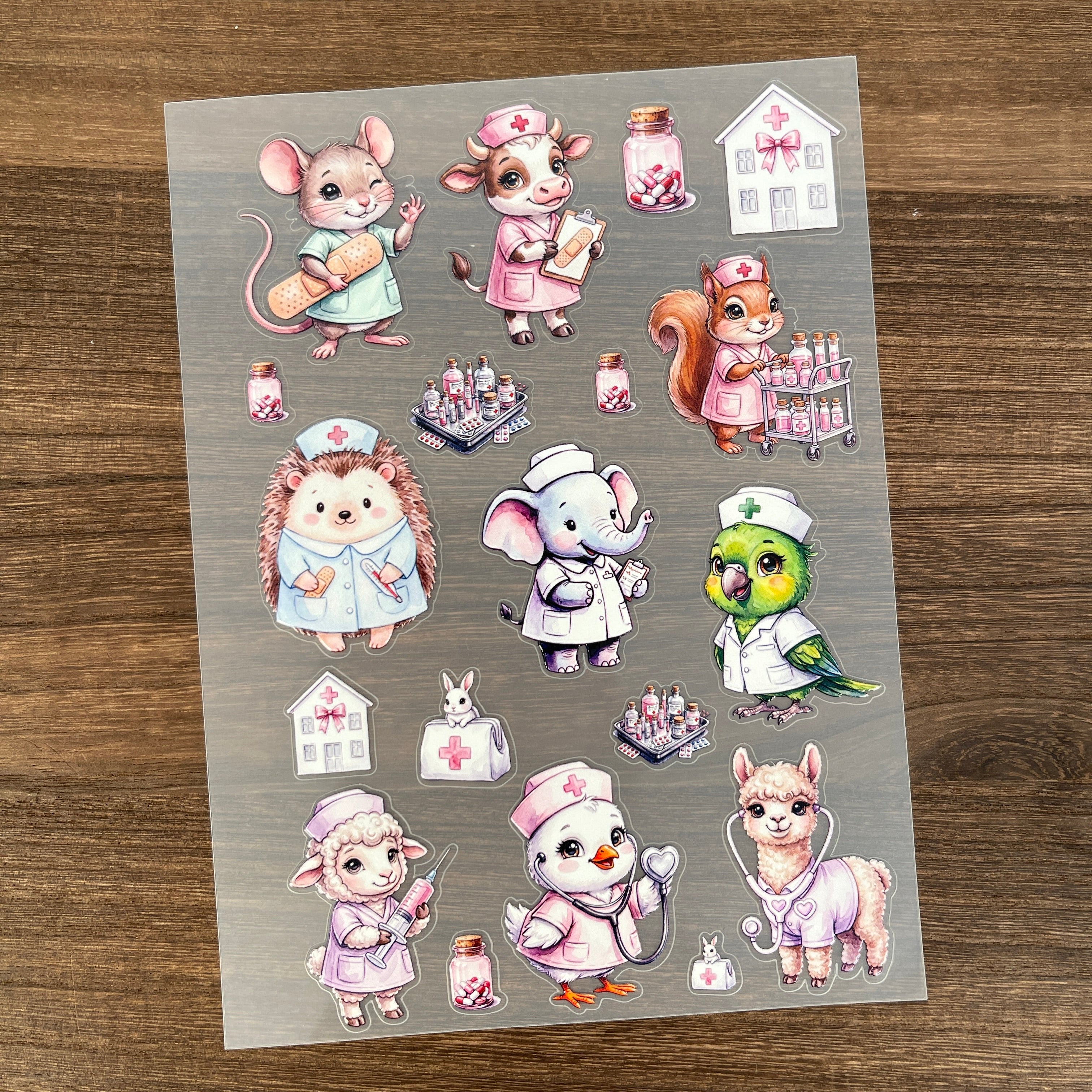 3D Animal Nurse PET Sticker 1 Pcs