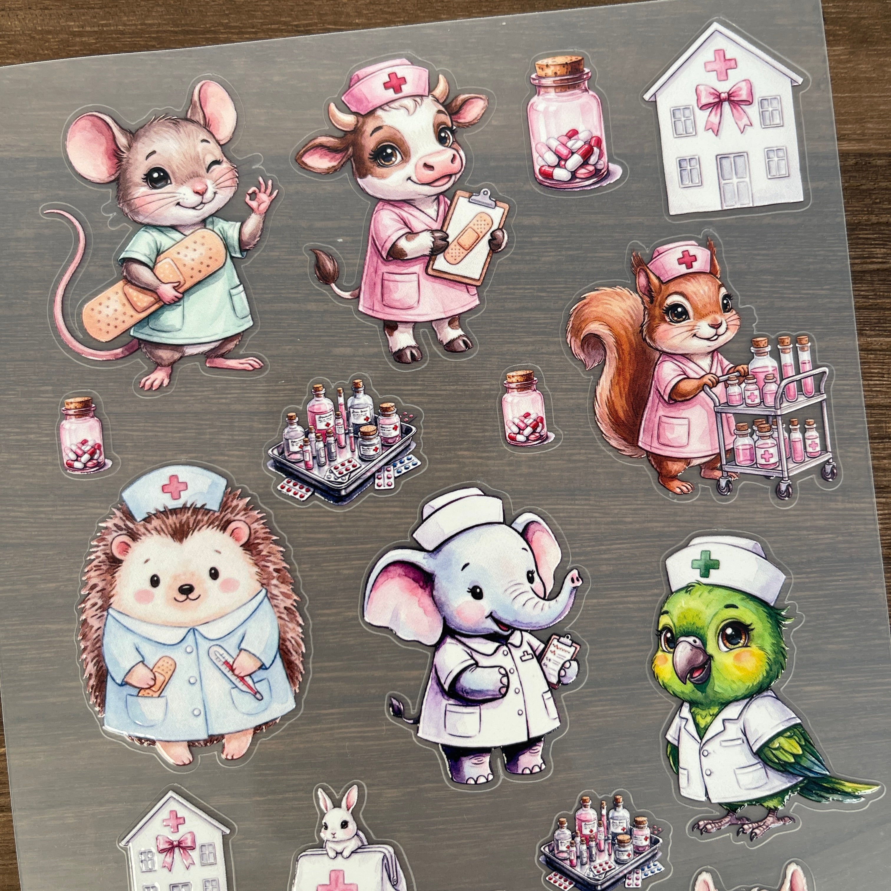 3D Animal Nurse PET Sticker 1 Pcs