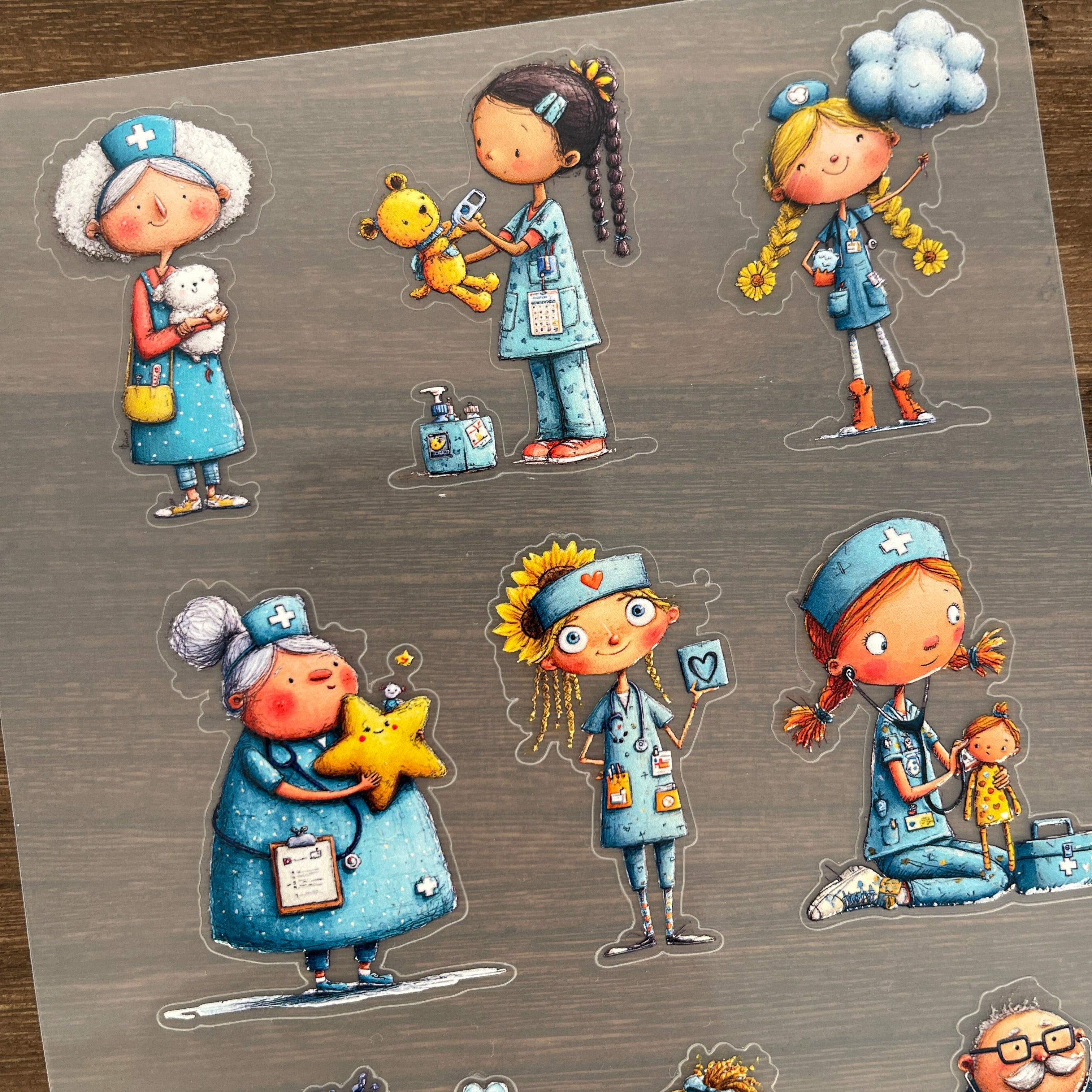 3D Cute Nurse PET Sticker 1 Pcs